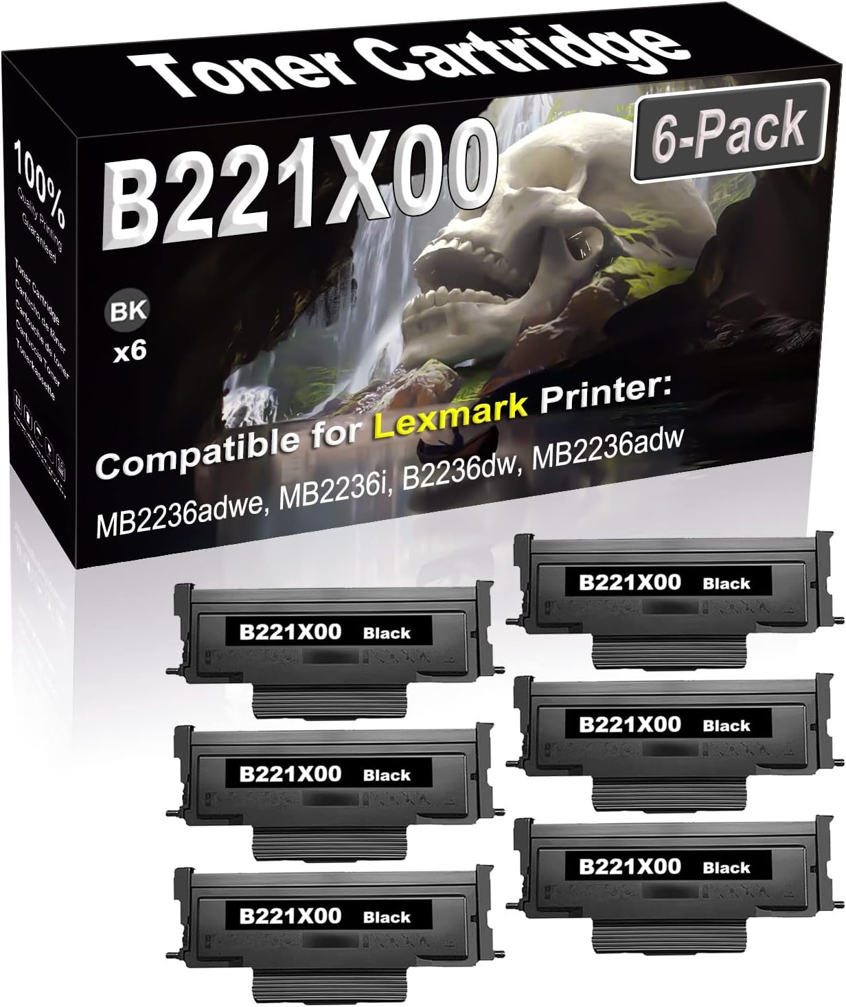 SINIYA 6-Pack (Black) Compatible High Yield B221X00 Laser Printer Toner Cartridge use for MB2236adwe MB2236i B2236dw MB2236adw Printer