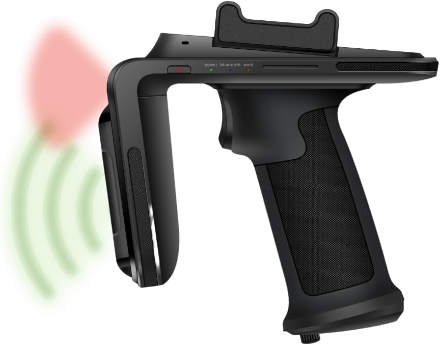 Chainway R6 RFID Reader and 2D/1D/QR Barcode Scanner Pistol-Grip Holder/Attachment for Android and iOS Smart Phones and Devices | Wireless Bluetooth