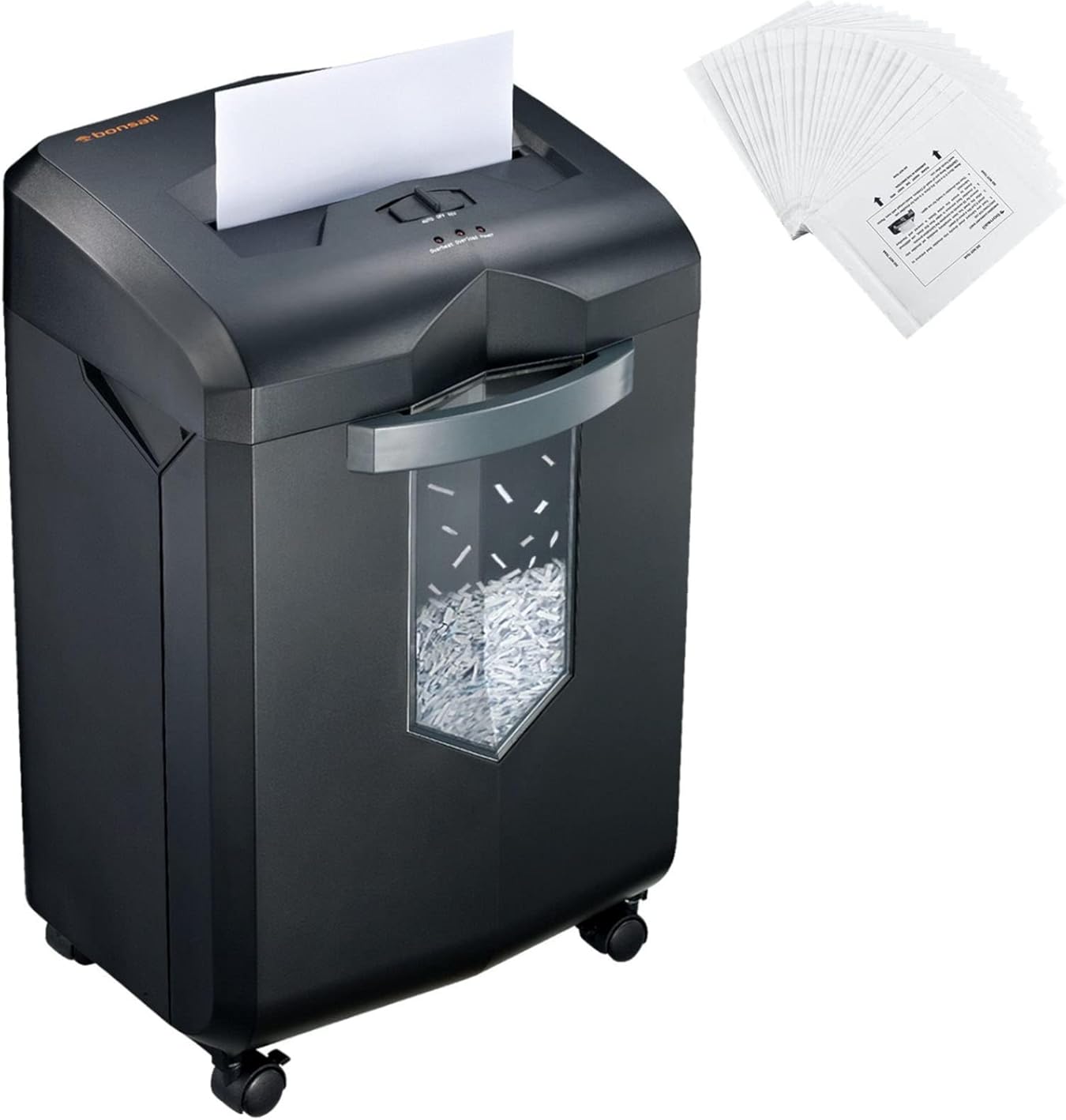 Bonsaii 14-Sheet Microcut Paper Shredder and 24-Pack Shredder Lubricant Sheets