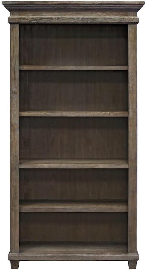 Starlight Wood Open Bookcase, 3 Adjustable Shelves, Fixed Shelf, Storage Cabinet, Gray Finish, 76-Inch Tall
