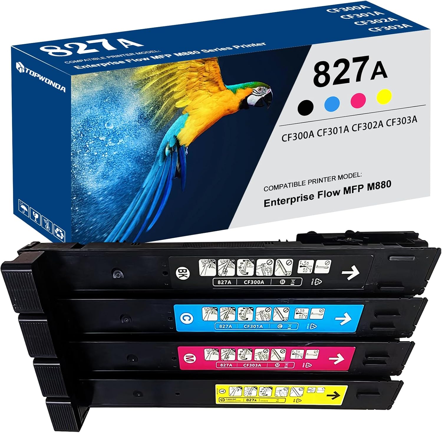 827A Toner Cartridge Compatible CF300A CF301A CF302A CF303A Toner Replacement for M880 M880z M880z+ M880z+ NFC Printers(4-Pack,Black Cyan Magenta Yellow)