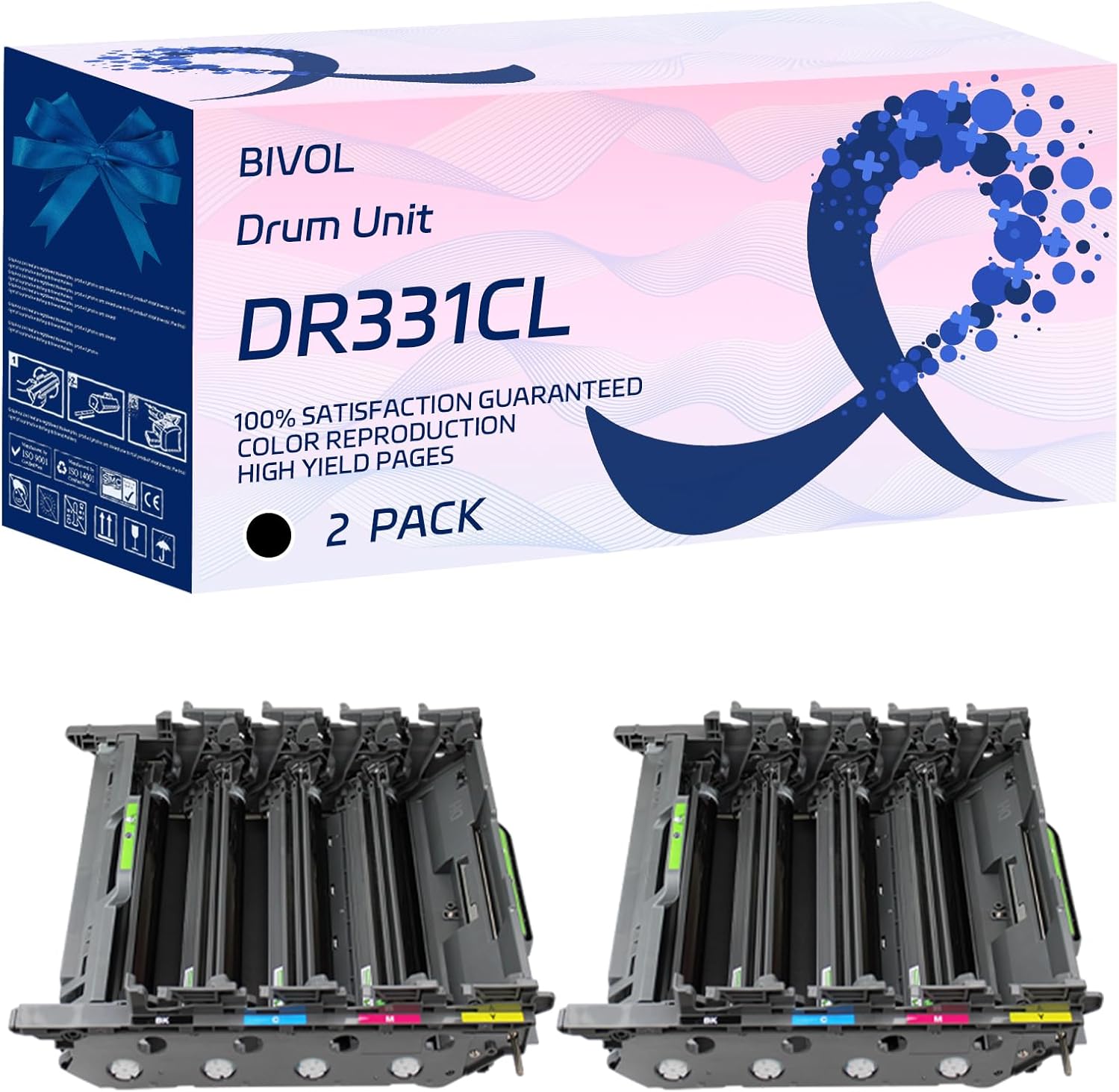DR331CL Drum Unit Compatible for Brother HL-L9200CDWT L9300CDWT Printers, with Chip, High Yield 35000 Pages, Vivid Colors (2 Pack Black)