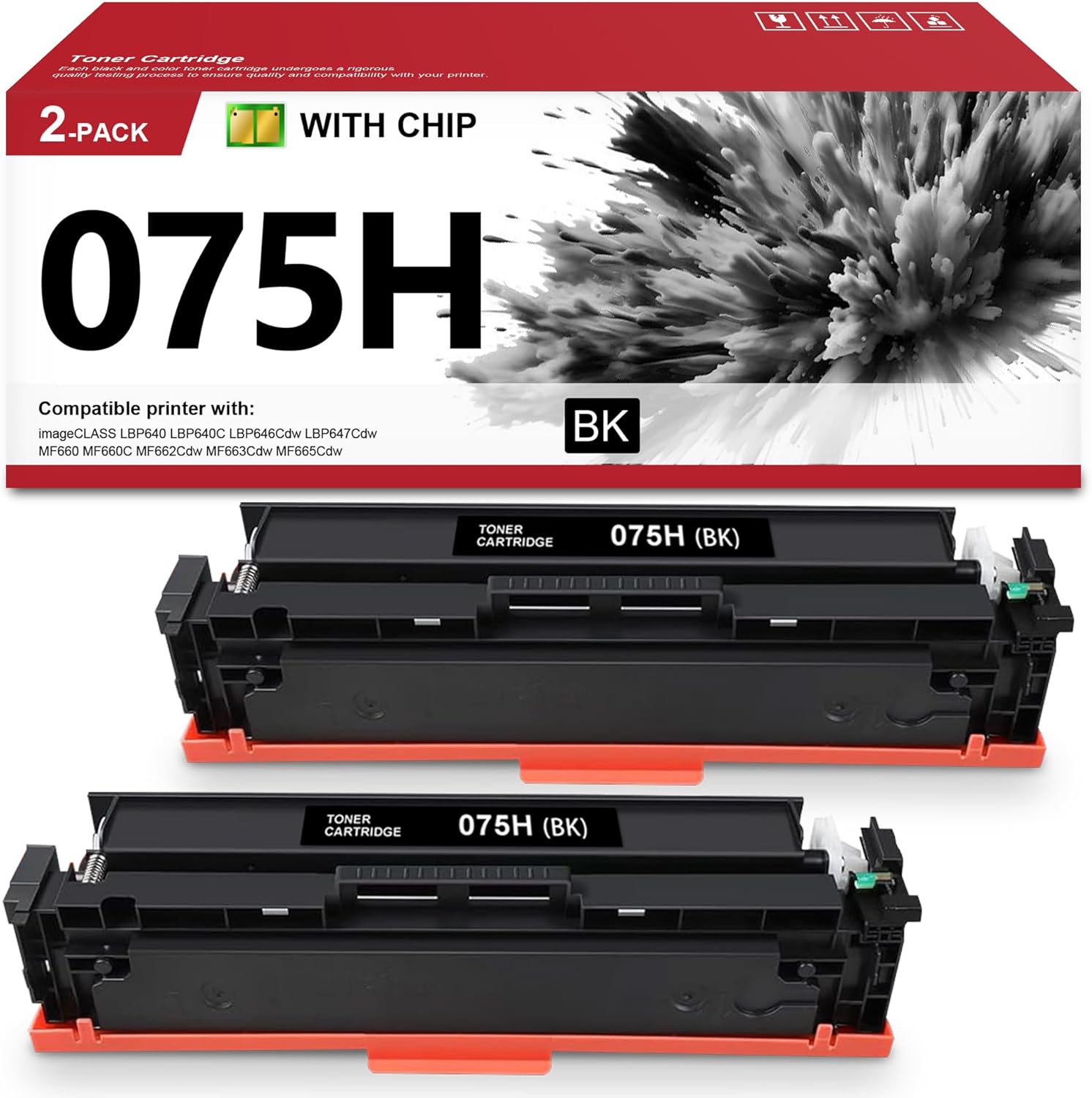 YOISNER 2-Pack 075H 075 MF660 LBP640 Toner Cartridge Compatible 075H Toner Replacement for Canon MF665Cdw, MF663Cdw, LPB647Cdw, LBP646Cdw, MF662Cdw Printer Ink (Black)