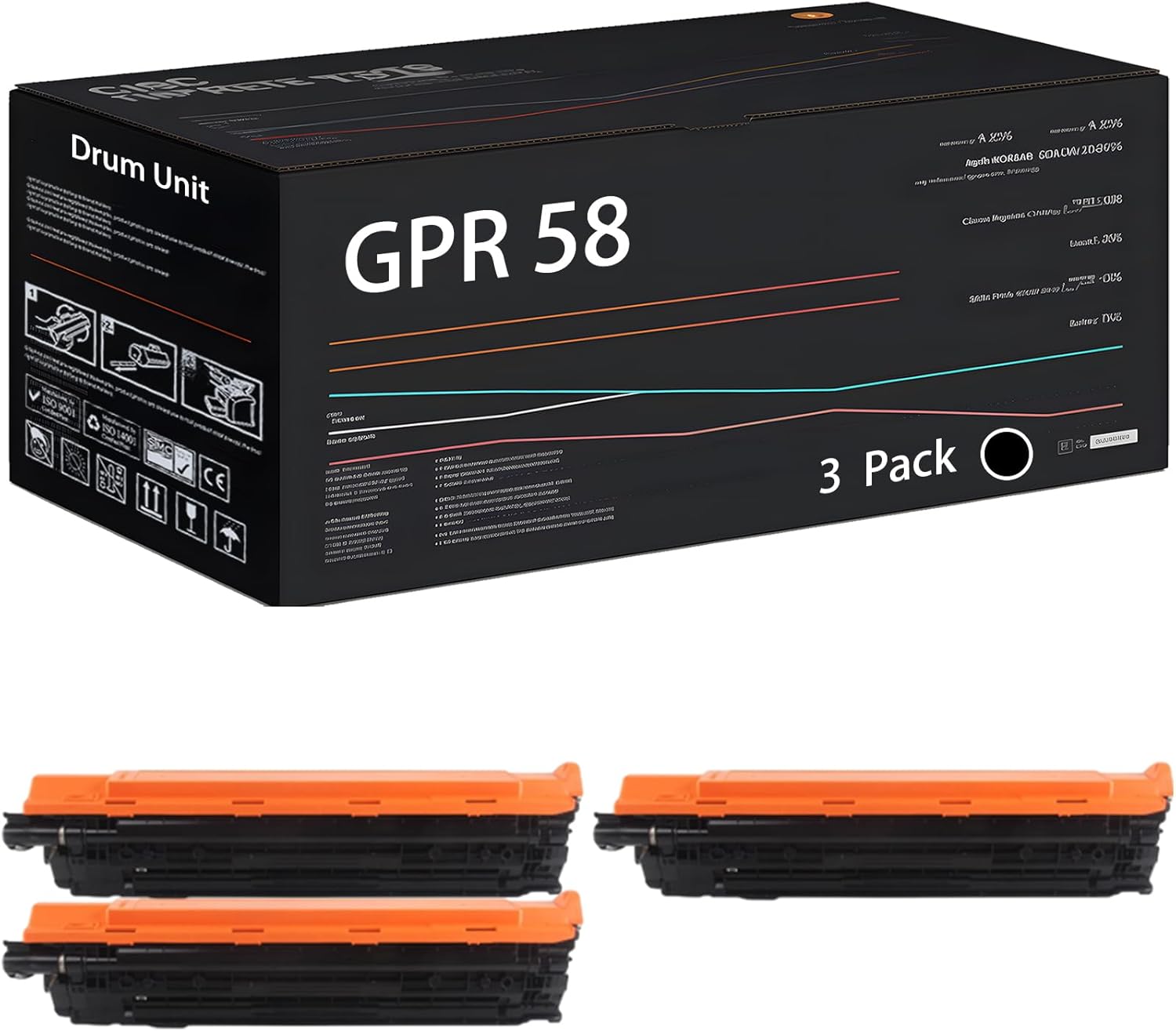 UVUMB Compatible with Canon GPR 58 GPR-58 Drum Unit Work for Canon imageRUNNER Advance C256iF II C256iF III C356iF II C356iF Printers (3 Pack Black)