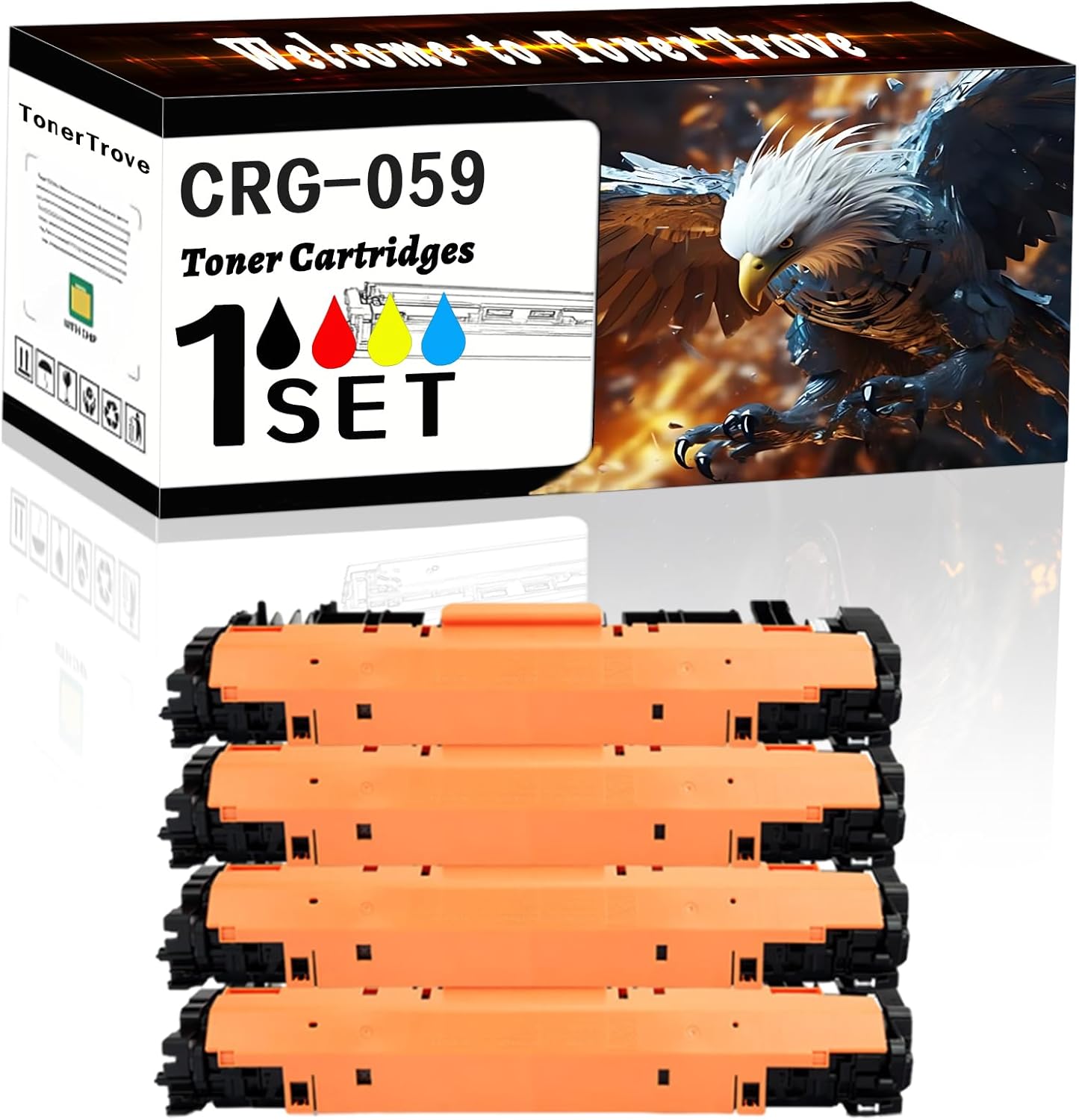 CRG-059 Toner Cartridges Compatible for Canon LBP852Ci LBP851C Printers, Office Printing is Easy Clear Smooth (4-Pack BK/C/M/Y)