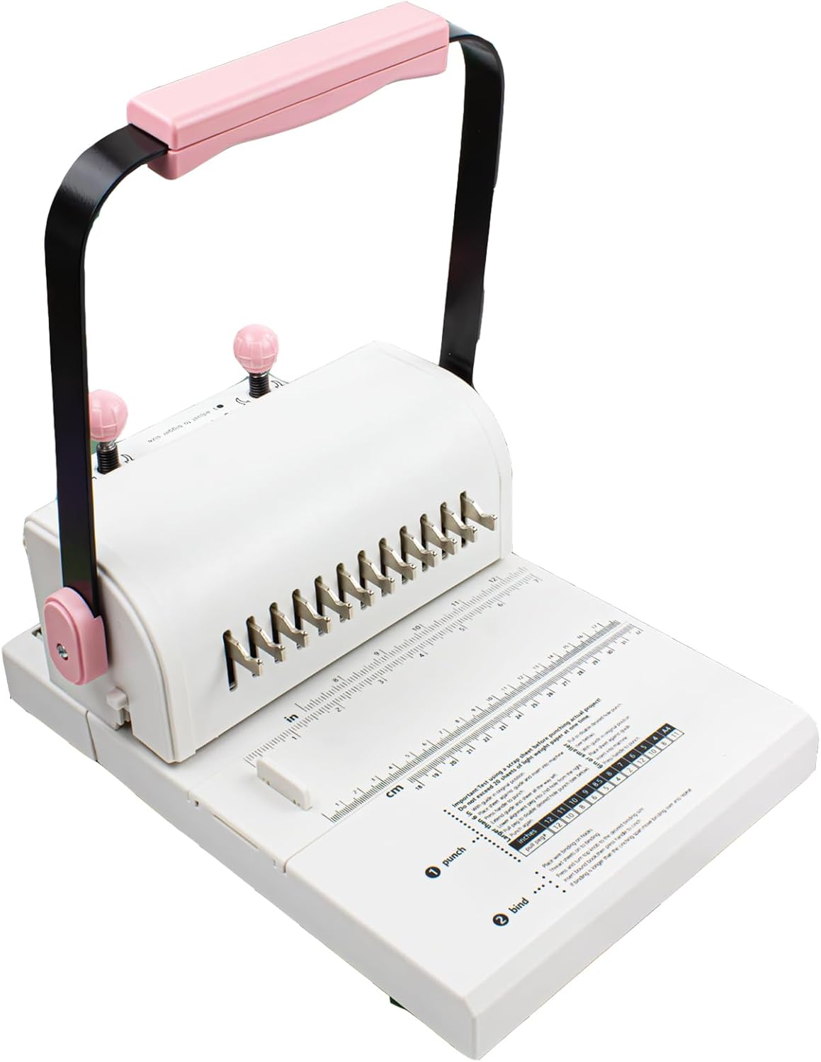 Wsexyy Wire Binding Machine, Coil Spiral Binding Machine, 20 Sheet Punch Capacity with Extended Ruler, Pressure Ring Adjustment, Non-Slip Rubber Base, for Notebooks, Cards, Etc