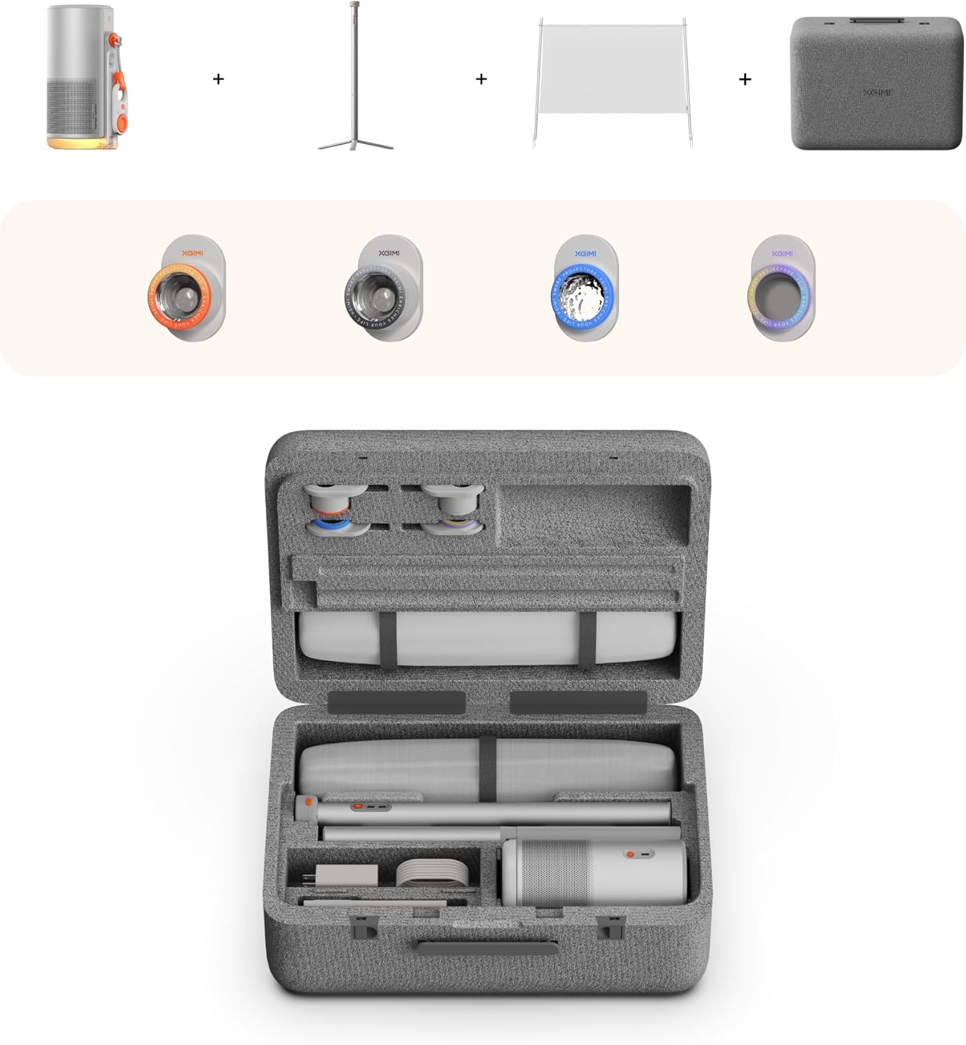 XGIMI MoGo 4 Laser Projector Collection, 550 ISO Lumens, Google TV , Official Netflix, 5h Battery Life – All-in-One Home & Outdoor Cinema Kit with PowerBase Stand, 70