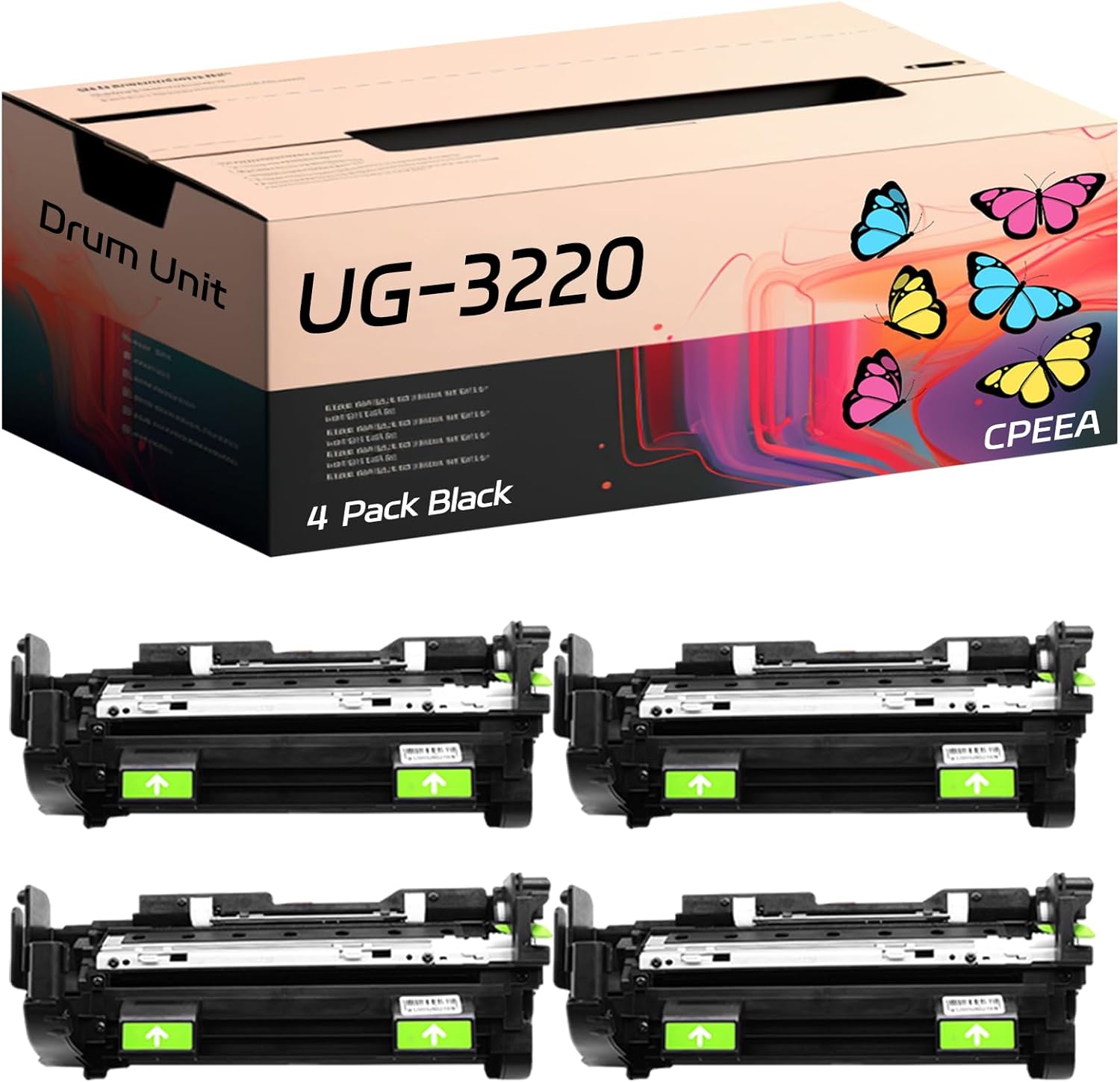 Compatible for Panasonic UG-3220 Drum Unit Work for Panasonic UG-3221 UG-3221 UF-4000 UF-490CN UF-4100 Printers, with Chip, High Yield 40000 Pages, Clear Printing (4 Pack Black)