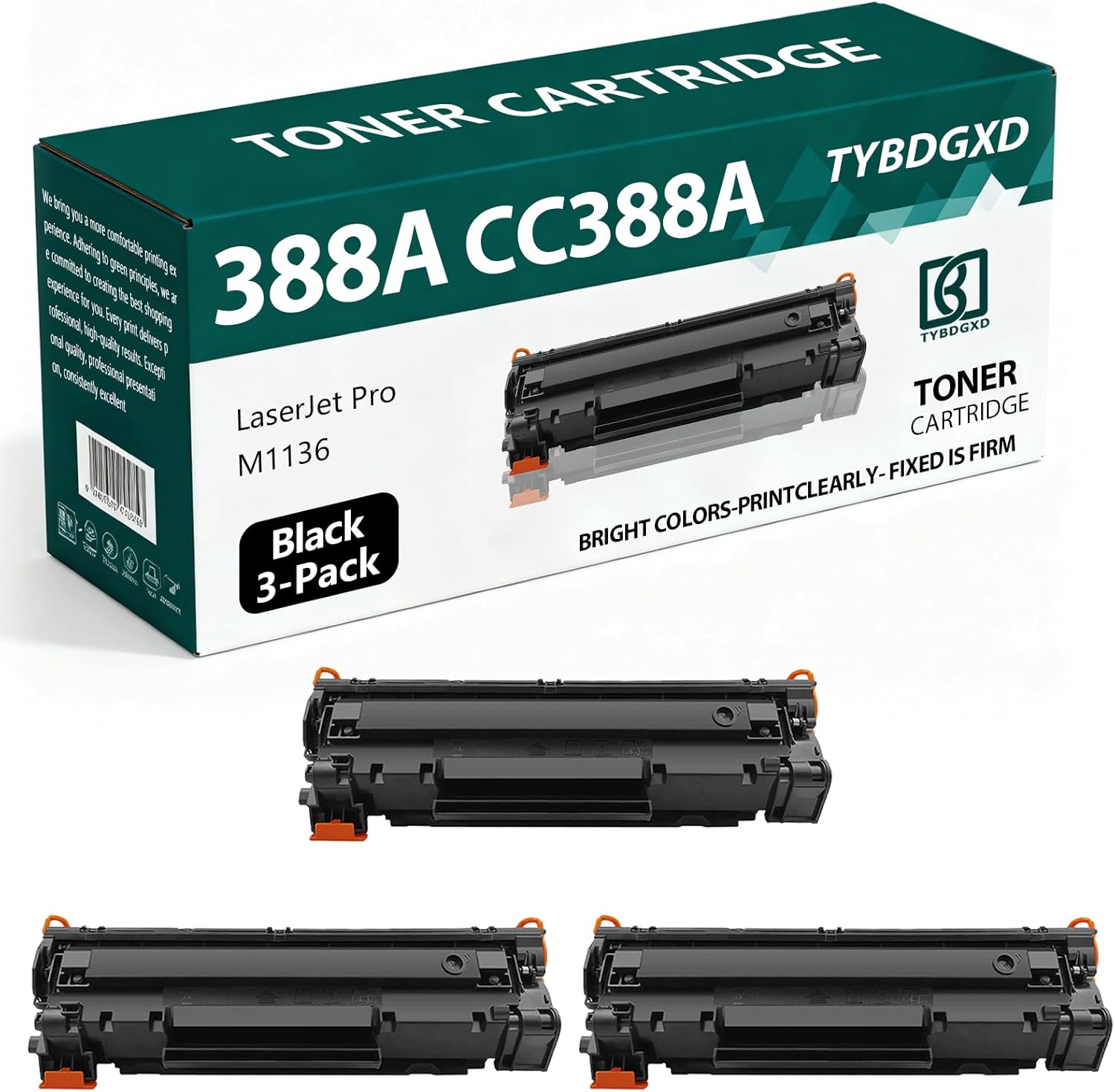 TYBDGXD 388A CC388A High Yield Black 2,000 Pages Toner Cartridge Compatible for HP Compatible Replacement for HP LaserJet Pro M1136 Printers,3-Pack