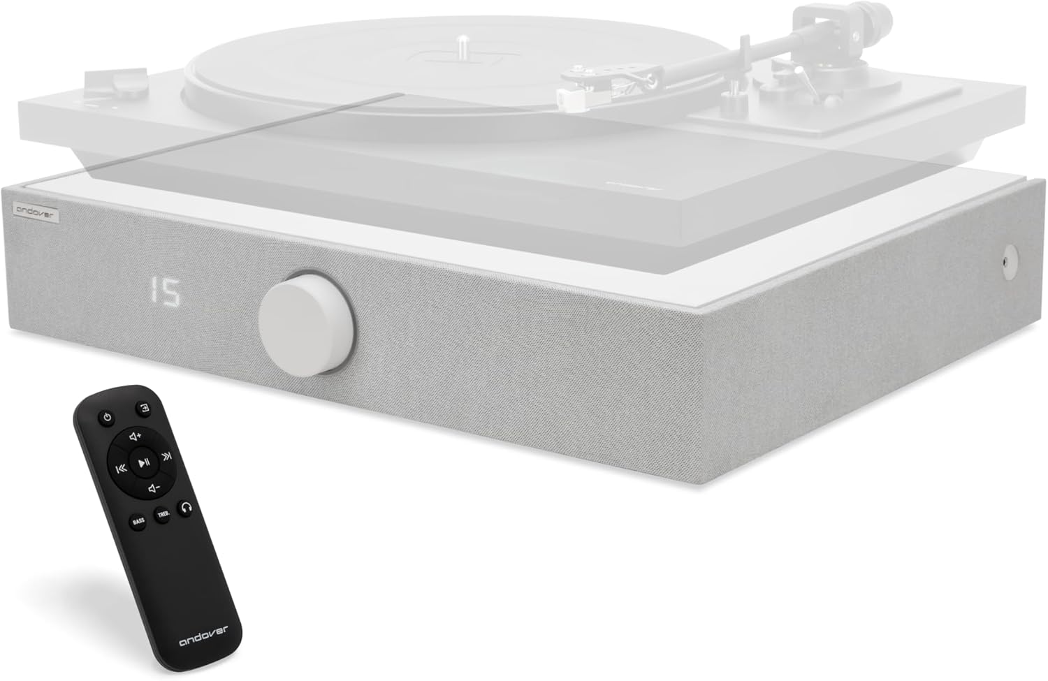 Andover Audio Spinbase 2 Speaker System Designed for Turntables; Phono Input, BT, Analog and Optical Input, ISOGroove Anti-Feedback, with Remote Control - (White)