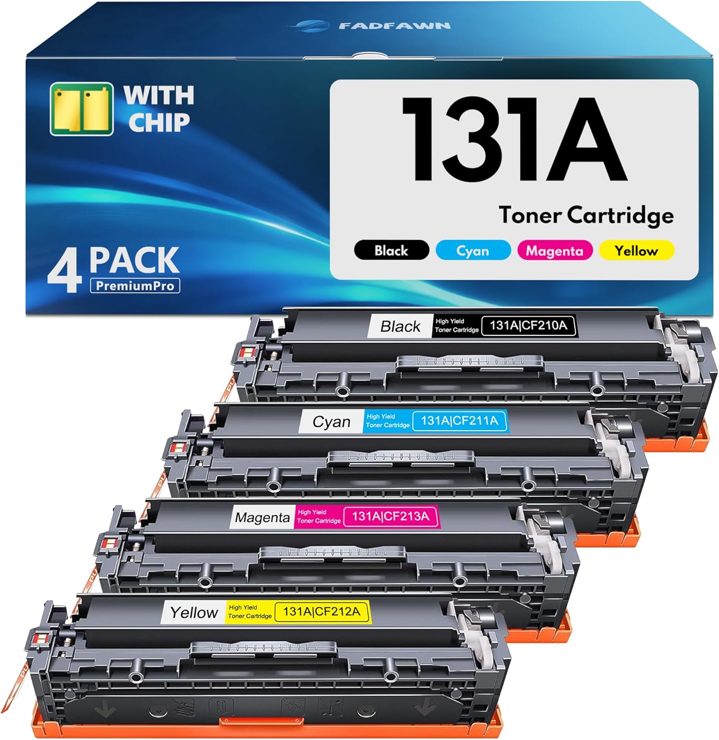 Compatible 131A Toner Cartridge Black, Cyan, Yellow, Magenta Replacement for HP 131A Toner Cartridge 4 Pack - (CF210A CF211A CF212A CF213A) Use for Pro 200 Color MFP M276n M276nw M251n M251nw Printer