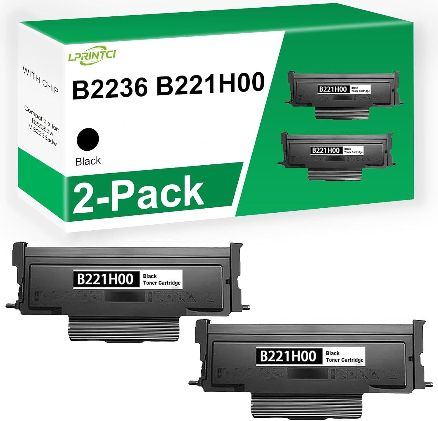 LPRINTCI B2236 B221H00 High Yield Toner Cartridge Compatible for Lexmark B2236dw MB2236adw Printer (3,000 Page 2 Pack)