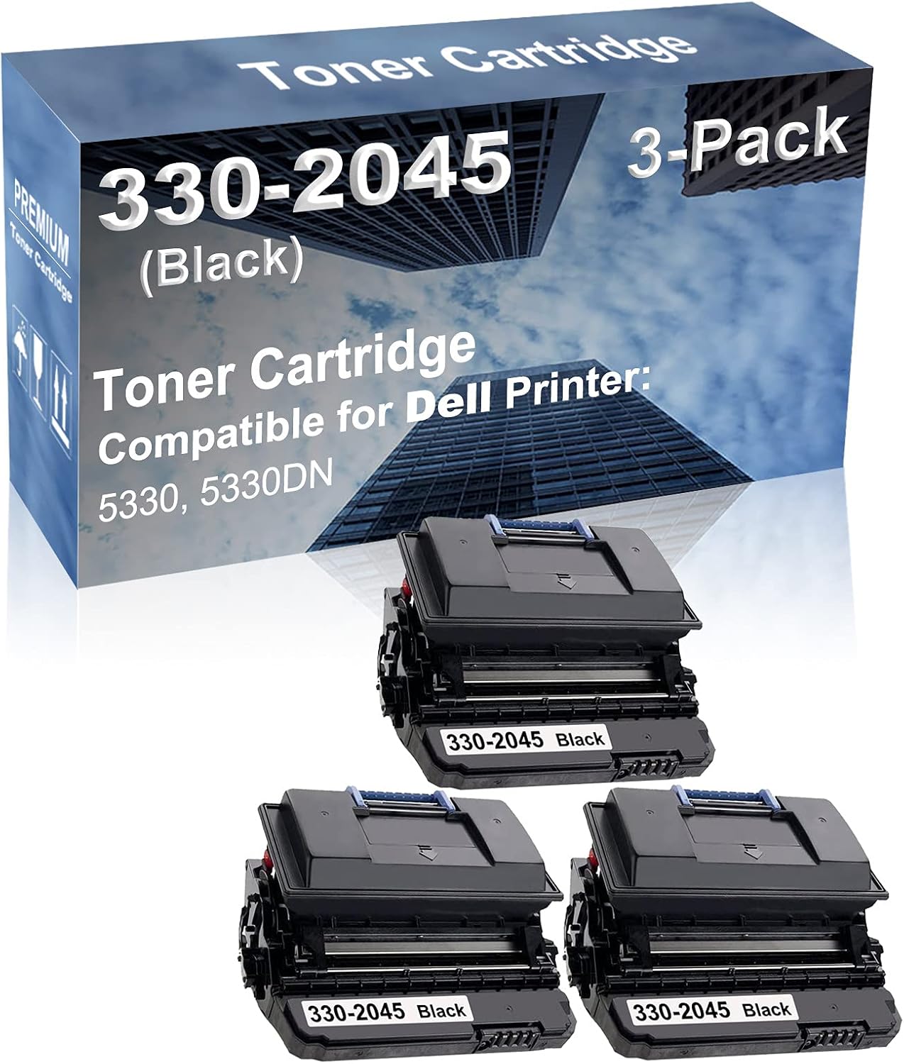 3-Pack Compatible High Capacity 330-2045 Printer Cartridge use for Dell 5330, 5330DN Printer (Black)