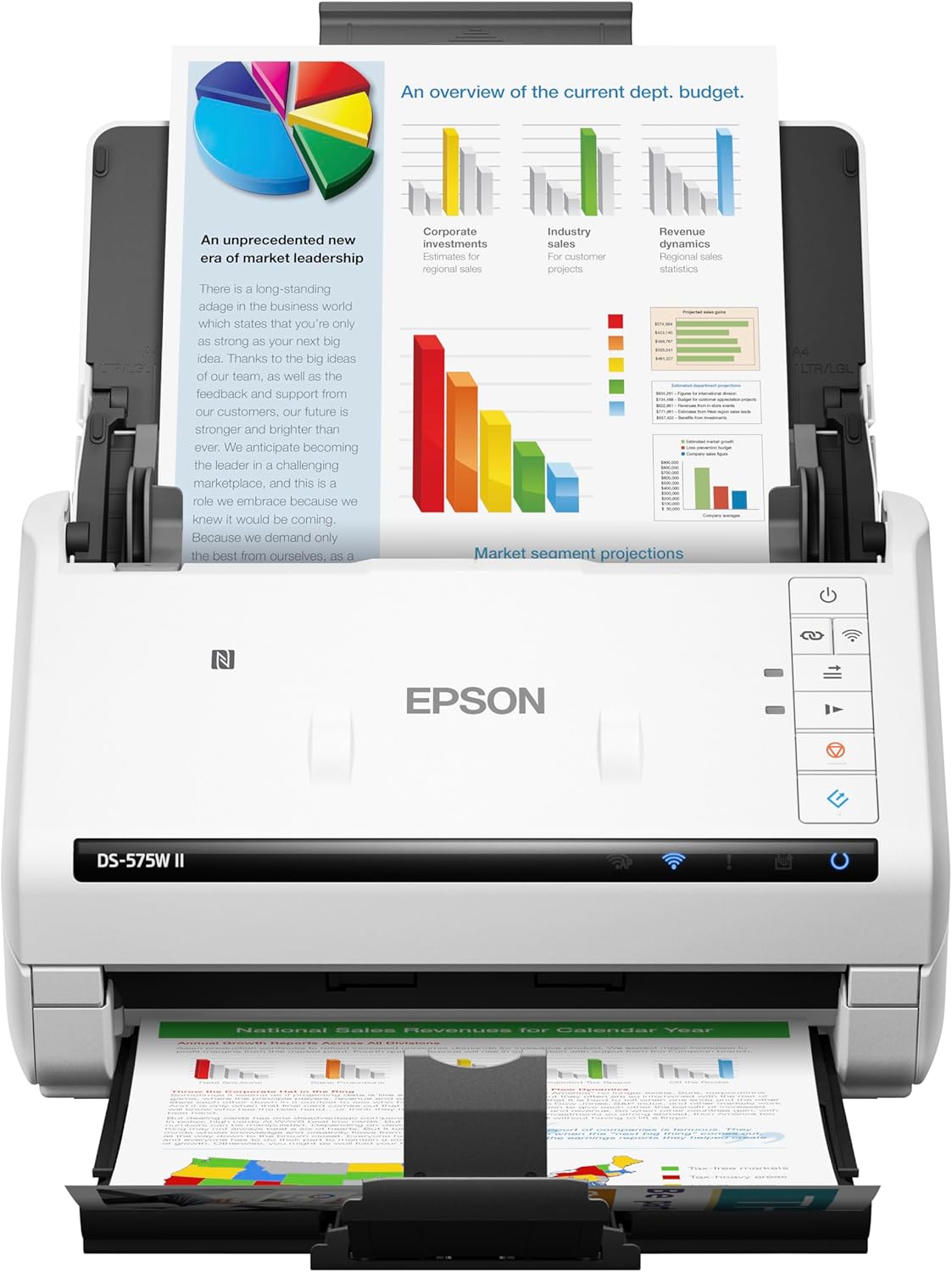 Epson DS-575W II Wireless Color Duplex Document Scanner for Computers with 50-Page Auto Doc Feeder (ADF) Twain and ISIS Drivers, Epson Smart Panel Mobile App