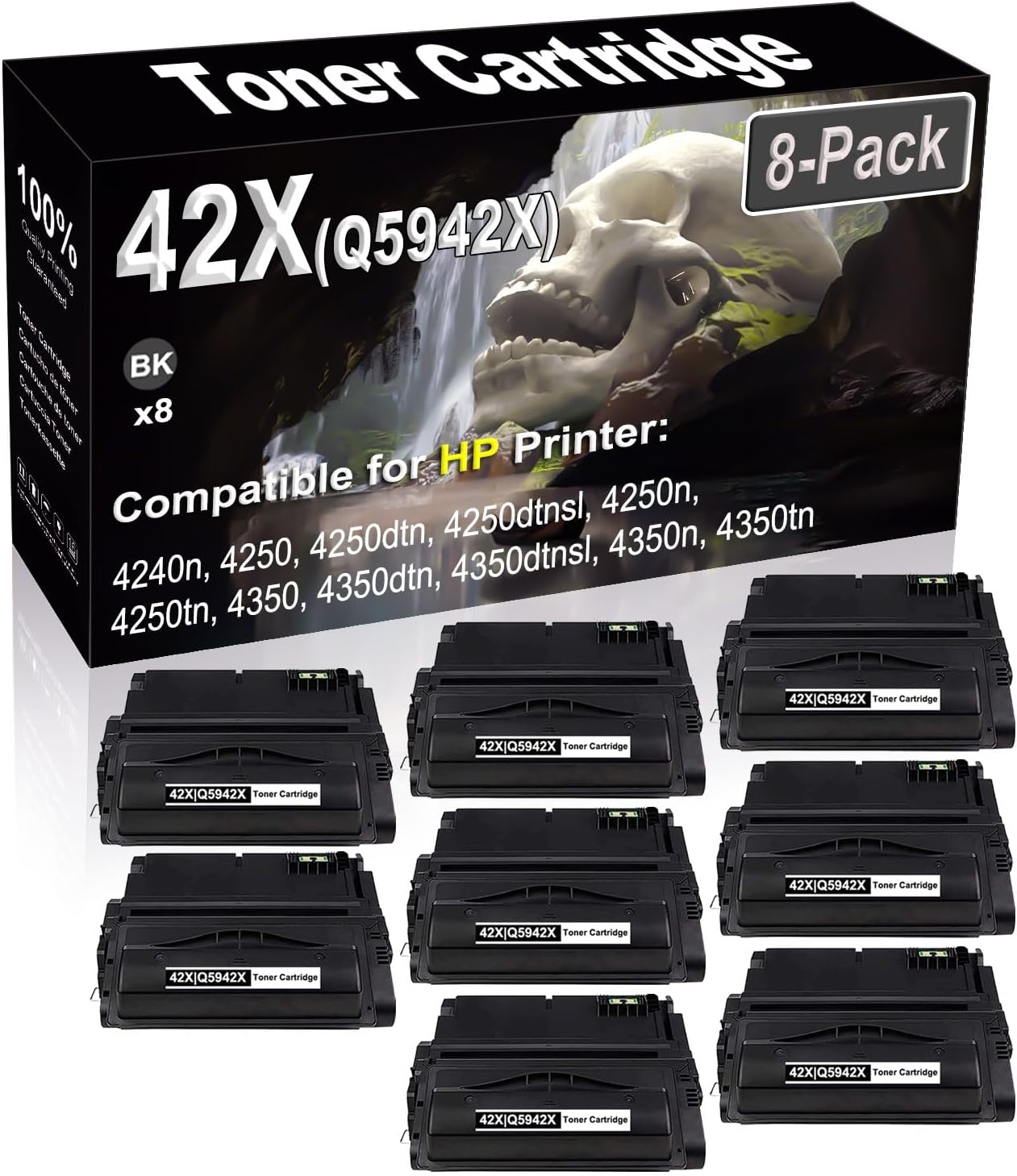 SINIYA 8-Pack (Black) Compatible 4240n 4250 4250dtn 4250dtnsl 4250n 4250tn Laser Printer Cartridge (High Capacity) Replacement for 42X Q5942X Printer Cartridge