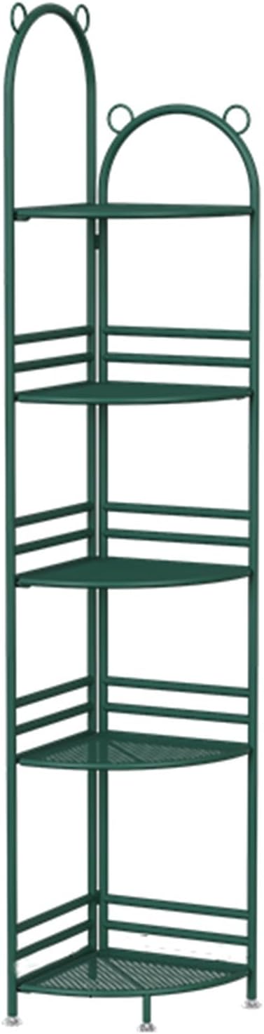 Yuidaaavzz Industrial Bookshelf,Corner Bookcase,Multi-Layer Storage Rack,inch Tall Corner Shelf, Suitable for Small Space, Office(Gold, Green, White)(White,5tier) (Green 5tier)