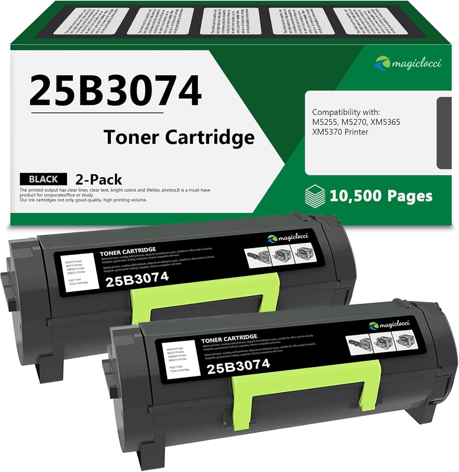 25B3074 Toner Cartridge (2-Black) Replacement for Lexmark 25B3074 Toner Cartridge for M5255 M5270 XM5365 XM5370 Toner Cartridge Printer [10,500 Pages/Pack]