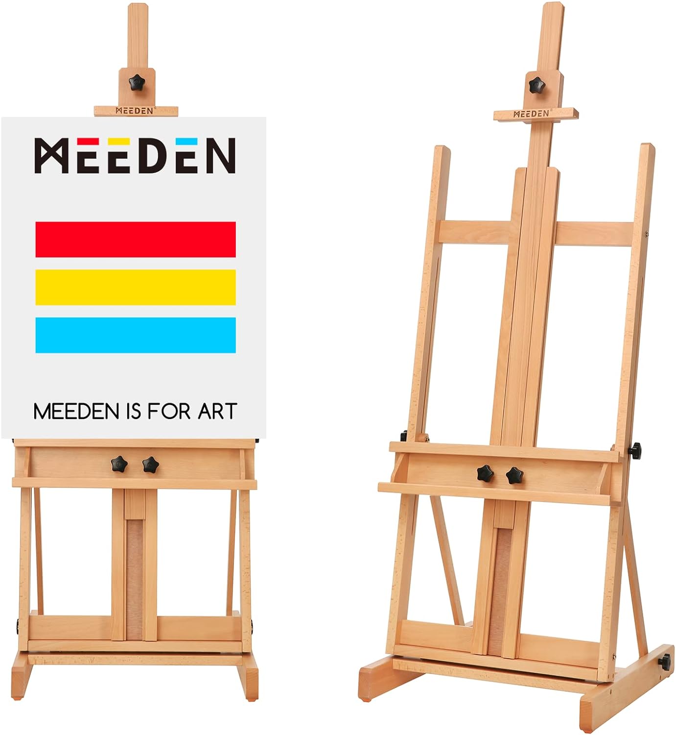 MEEDEN Large H-Frame Easel, Easel Stand for Paintings, Painting Easels, Easel Stand for Display, Solid Beechwood Wooden Easels for Painting Canvas, Holds Canvases Up to 78