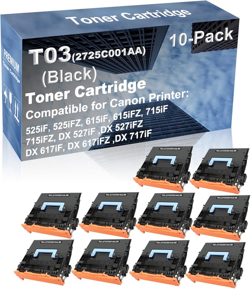 10-Pack Compatible High Capacity T03 (2725C001AA) Printer Cartridge use for Canon 715iF, 715iFZ, DX 527iF,DX 527iFZ Printer (Black)