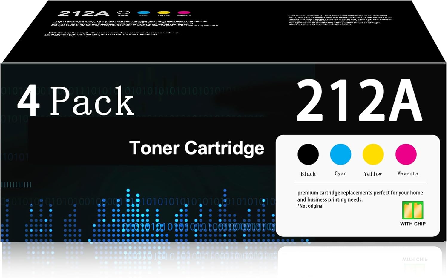 MANDBOY 212A Toner Cartridges 4-Pack ( with Chip ) Replacement for 212A Black W2120A Color M554dn M555dn M555x Flow MFP M578c M578z Printer | W2120A W2121A W2122A W2123A