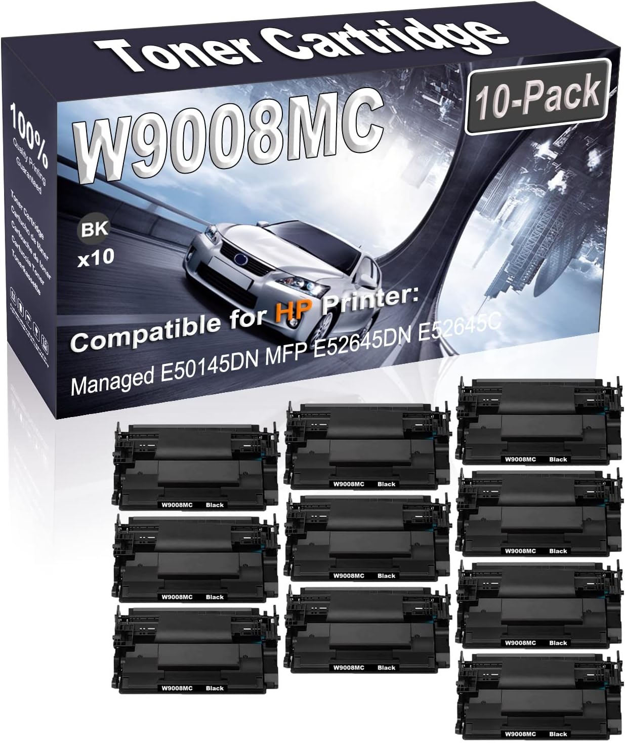 10-Pack (Black) Compatible Managed E50145DN MFP E52645DN E52645C Laser Printer Cartridge (High Capacity) Replacement for HP W9008 W9008MC Printer Cartridge