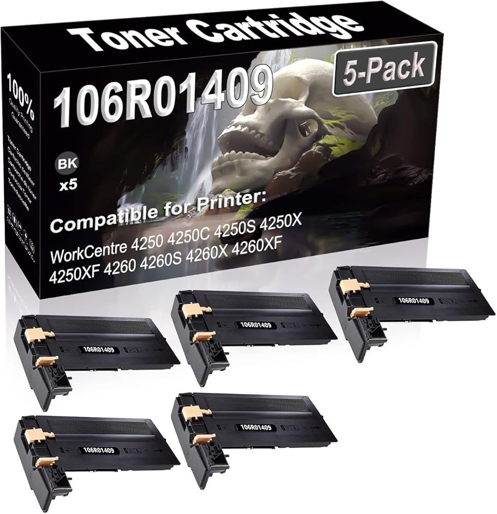 SINIYA 5-Pack Compatible High Capacity 106R01409 Imaging Toner Cartridge use for WorkCentre 4250 4250C 4250S 4250X 4250XF 4260 4260S 4260X 4260XF Printer (Black)