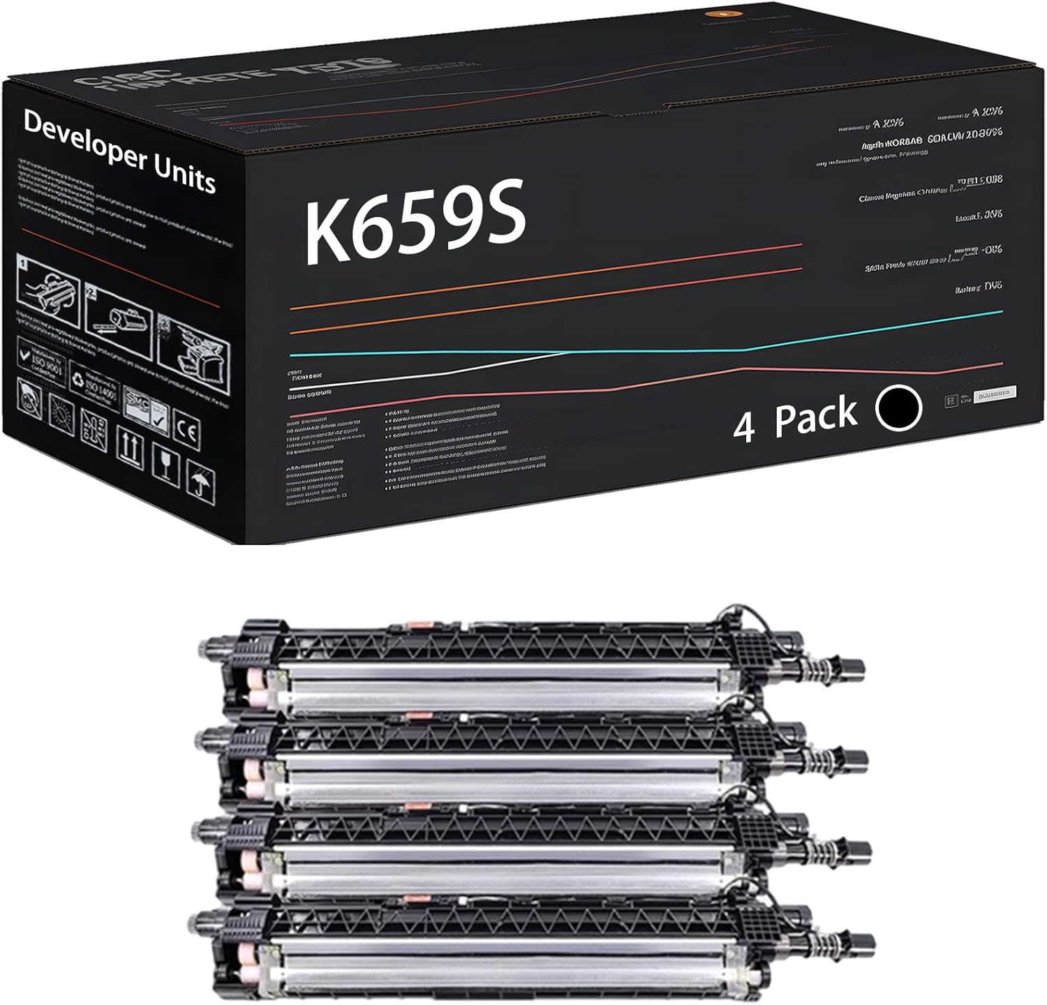 UVUMB Compatible with Samsung K659S Developer Units Work for Samsung MultiXpress CLX-8640ND CLX-8650ND Printers, with Chip, High Yield 135000 Pages, High-Definition Printing (4 Pack Black)