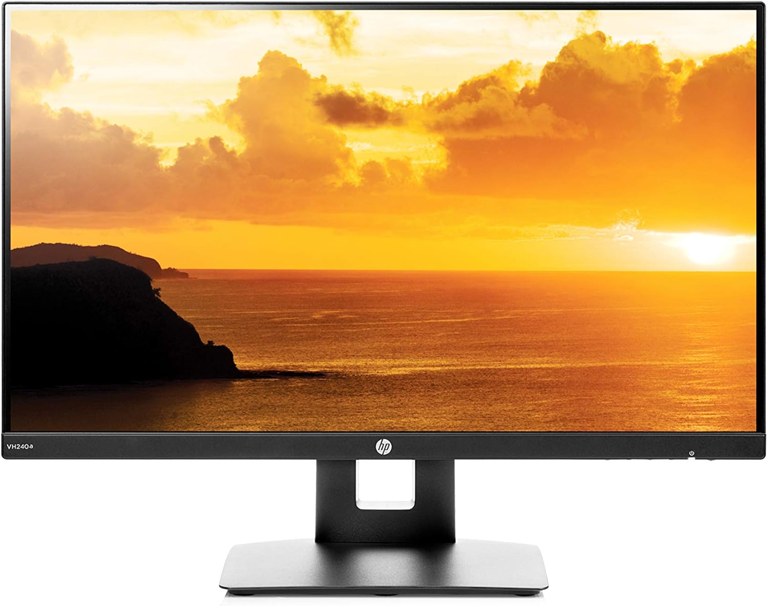 HP VH240a 23.8-inch Full HD 1080p IPS LED Monitor with Built-in Speakers and VESA Mounting, Rotating Portrait & Landscape, Tilt, and HDMI & VGA Ports (2DS80AA#ABA) - Black