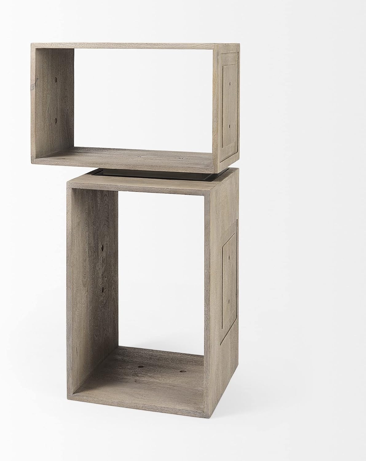 HomeRoots Set of Two Brown Solid and Manufactured Wood Two Tier Floating Bookcase