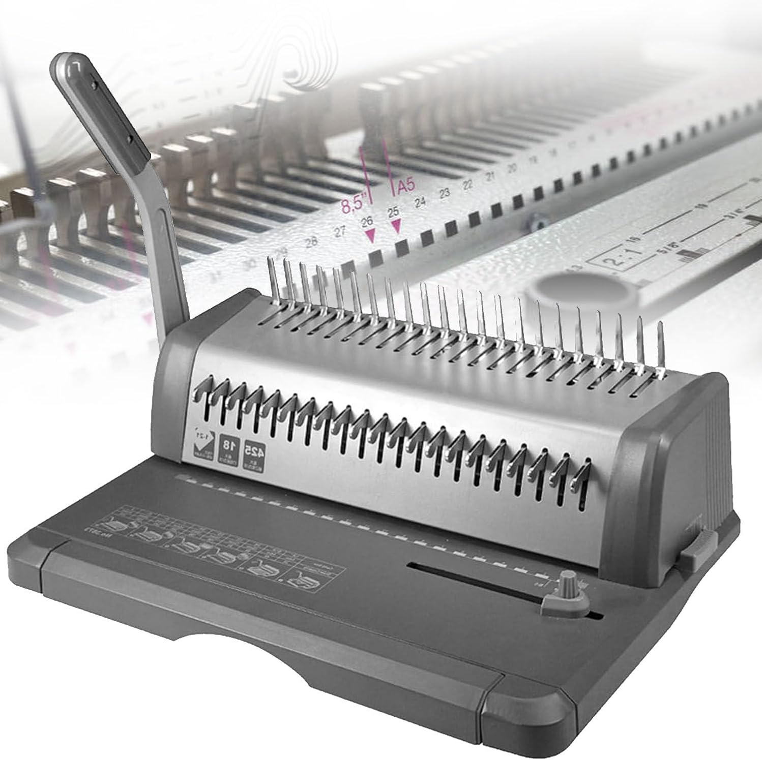 Coil Binding Machine with Combs Set 1-21 Hole Max Binding Width 300MM Comb Binder for Punching or Binding for Schools Print Stores Offices