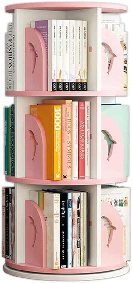 IOCCIOBB Bookcases 360° Rotating Bookshelf Floor-to-Ceiling Bookcase Home Storage Rack Storage Rack Space-Saving Multi-Layer Picture Book Rack (Color : Yellow, Size : 50.5 * 97cm)