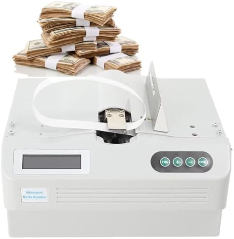 QUGURLID Currency Strapping Machine w/Counting Function&LCD Screen,Automatic Banknote Bundling Machine,24 Times/Min,Fast Binding Machine
