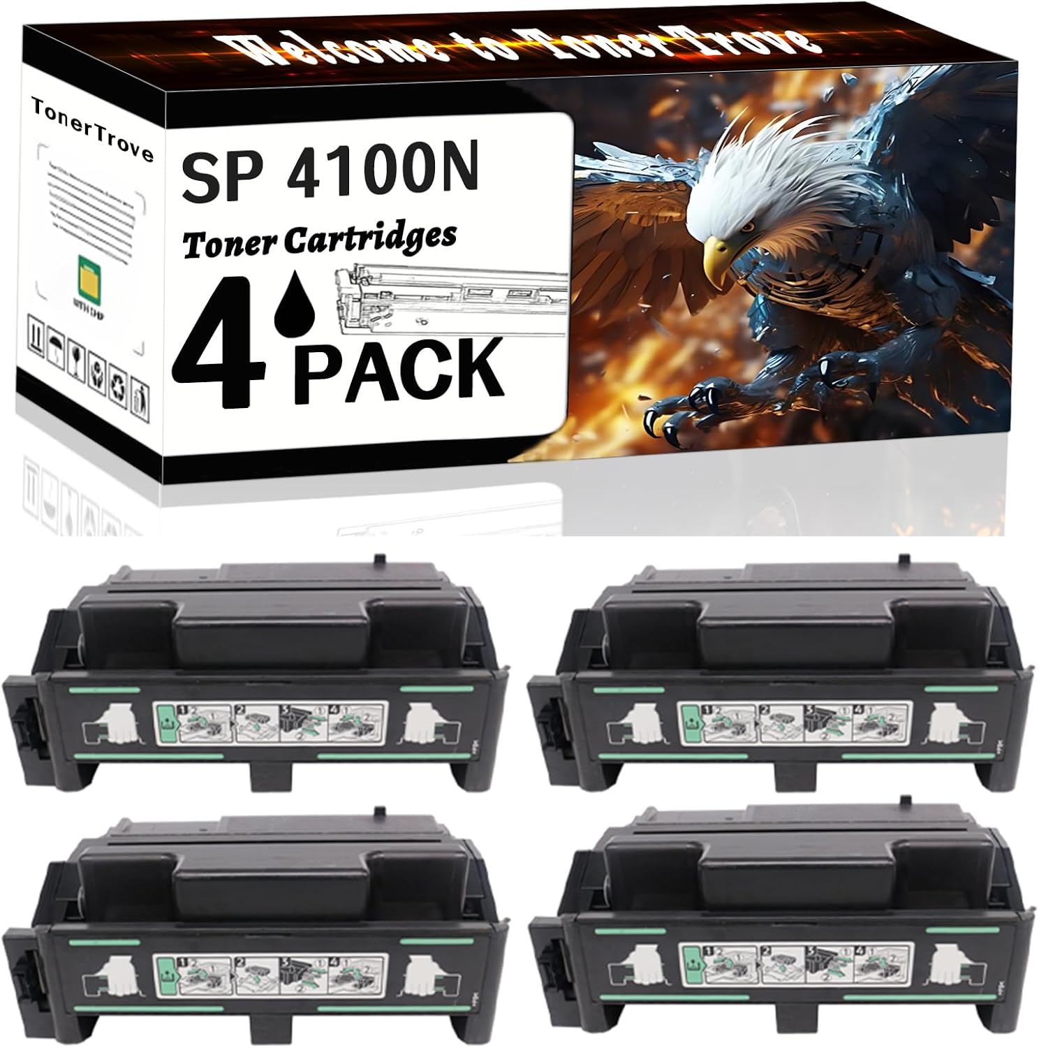 AGNNQ SP 4100N Toner Cartridges Compatible for Ricoh Aficio SP 4100N SP 4100SF SP 4110N SP 4210N SP 4310N Printers, Office Printing is Easy Clear Smooth (4 Pack Black)