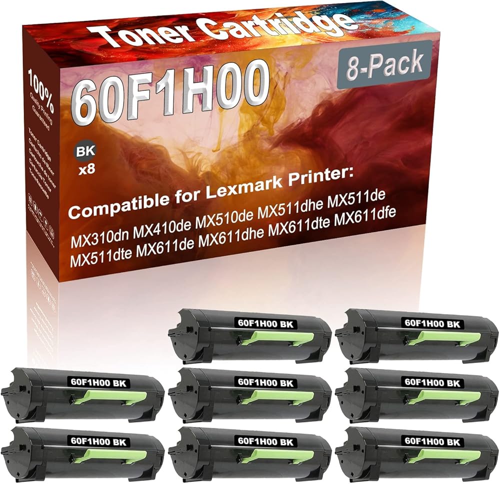 Credibility Store 8-Pack (Black) Compatible High Yield 601H 60F1H00 Printer Cartridge use for MX310dn MX410de MX510de MX511dhe MX511de MX511dte MX611de MX611dhe Printer