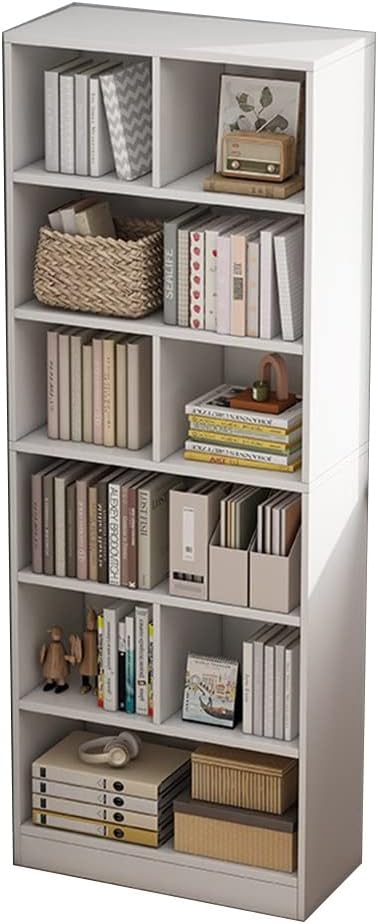 FKHFTI Modern Cube Storage Organizer or Bookcase, Wood Bookshelf, Storage Bookshelf Cabinet, Protects Prized Music, Movie, Video Games or Memorabilia Collections (White 60x24x178cm)