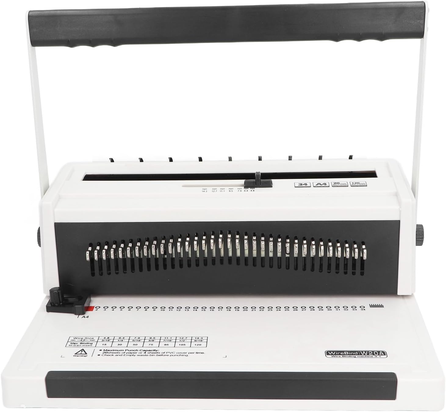 YLHHWVY Multifunctional Book Binding Machine Humanized Handle 3:1 Pitch Easy to Use Wide Application Punching Capacity for Approx. 20 Sheets 80g Maximum Binding Capacity for 120