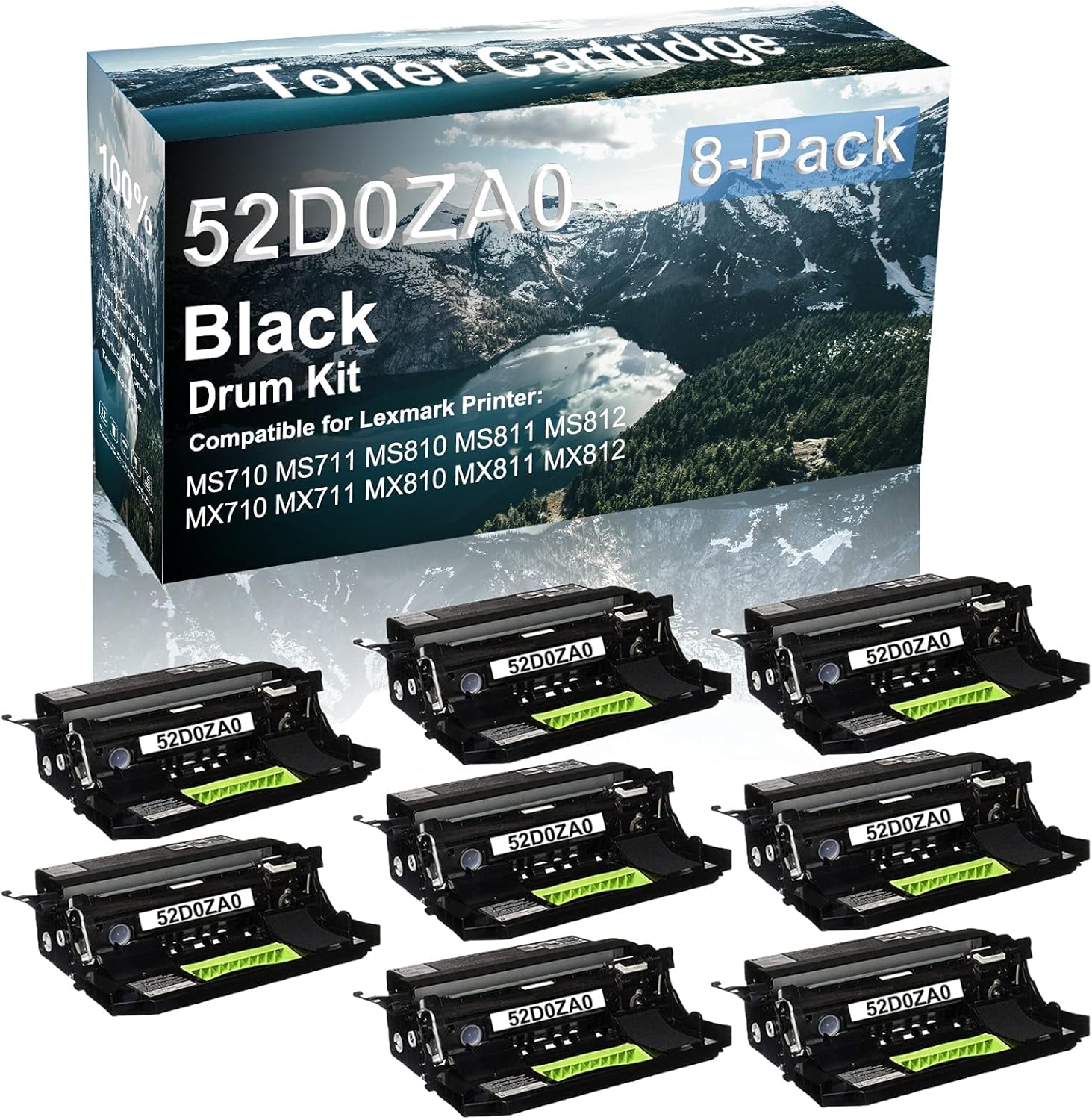 Credibility Store 8-Pack Compatible 52D0ZA0 Drum Kit use for MS710 MS711 MS810 MS811 Printer (Black)