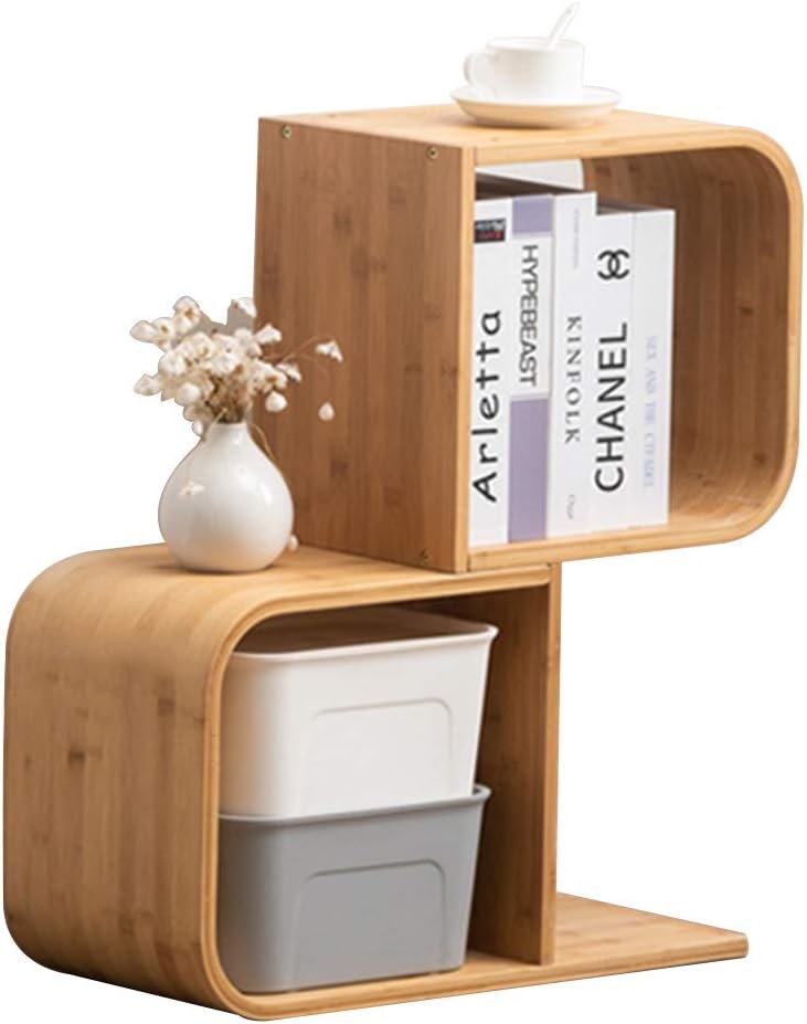 IOCCIOBB Bookcases Bamboo Bookshelf Can be Combined with Shelf Floor Storage Rack Living Room Floating pane (Color : Brown, Size : 2 Layers(66cm))