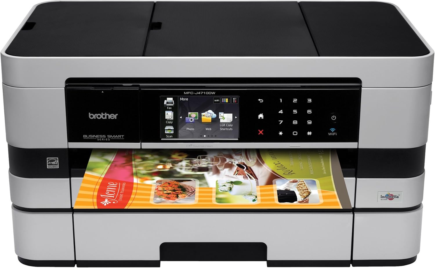 Brother Printer MFCJ4710DW Wireless Color Inkjet All-in-One Printer with Scanner, Copier and Fax, Amazon Dash Replenishment Ready