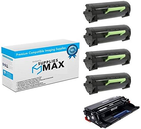 SuppliesMAX Compatible Replacement for Lexmark MS-410/MS-415/MS-510/MS-610 Series Combo Pack (1-Drum/4-Jumbo Toners) (NO. 501X) (50F0Z0E_1PK/50F1X0EJ_4PKVB)