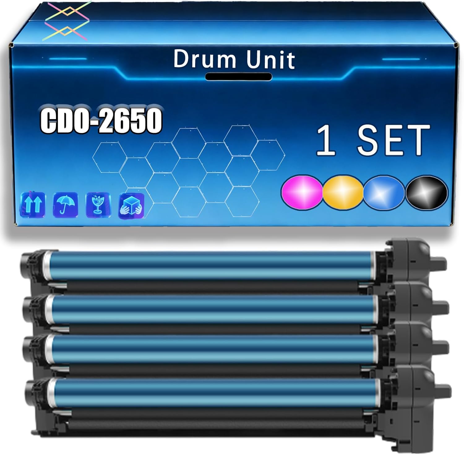 CDO-2650 Drum Unit Compatible for Pantum CM265ADN Printers, with Chip, Bright Colors Clear Printing (4-Pack BK/C/M/Y)