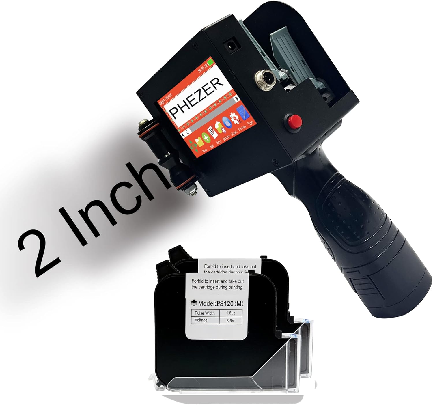 Phezer Dual Nozzle Large Charater Handheld Inkjet Printer P50, 2