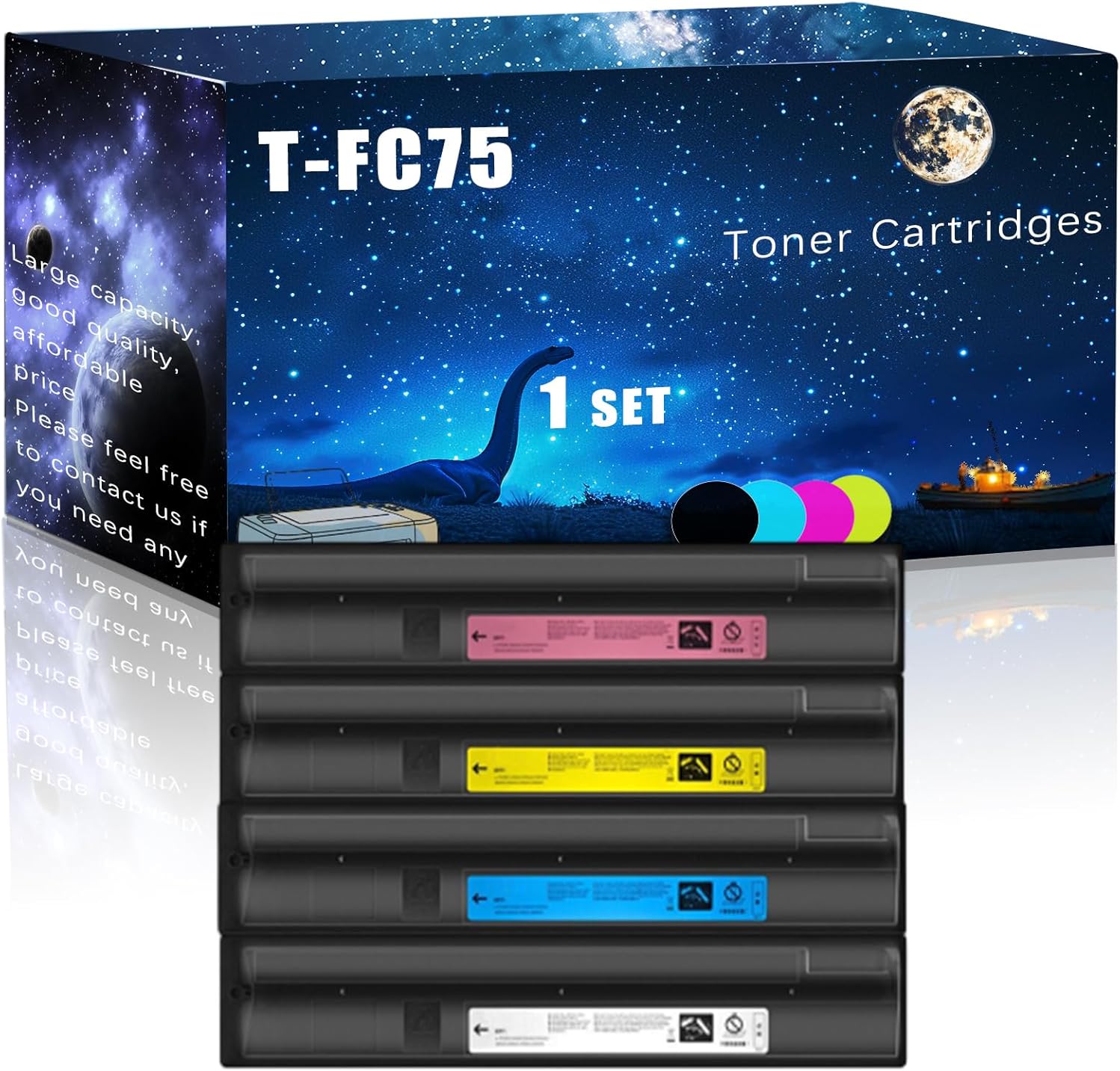 MUCQL T-FC75 Compatible Toner Cartridges Replacement for Toshiba High Yield Compatible E Studio 5560C 5560CG 6560C 6570C Printers, Meet Printing Needs (4-Pack BK/C/M/Y)