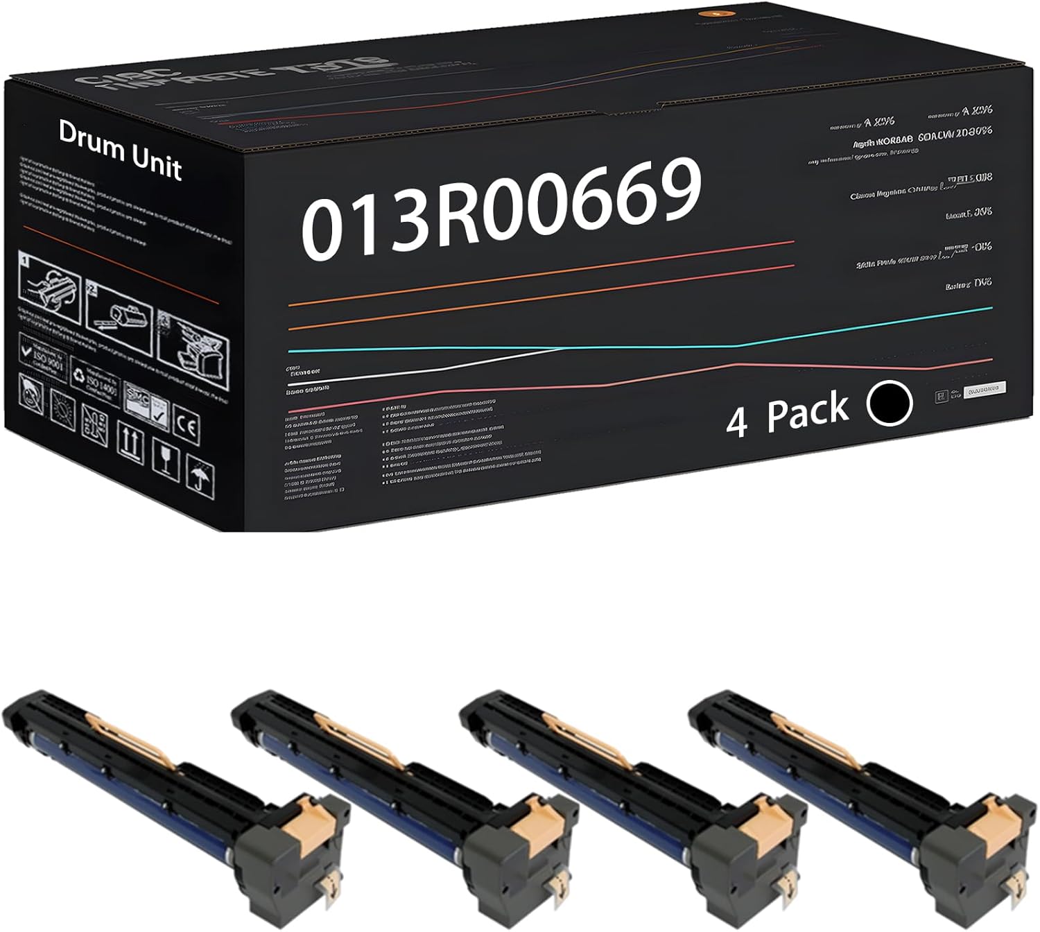UVUMB Compatible with Xerox 013R00669 Drum Unit Work for Xerox WorkCentre 5945 5955 Printers, with Chip, High Yield 157000 Pages, High-Definition Printing (4 Pack Black)