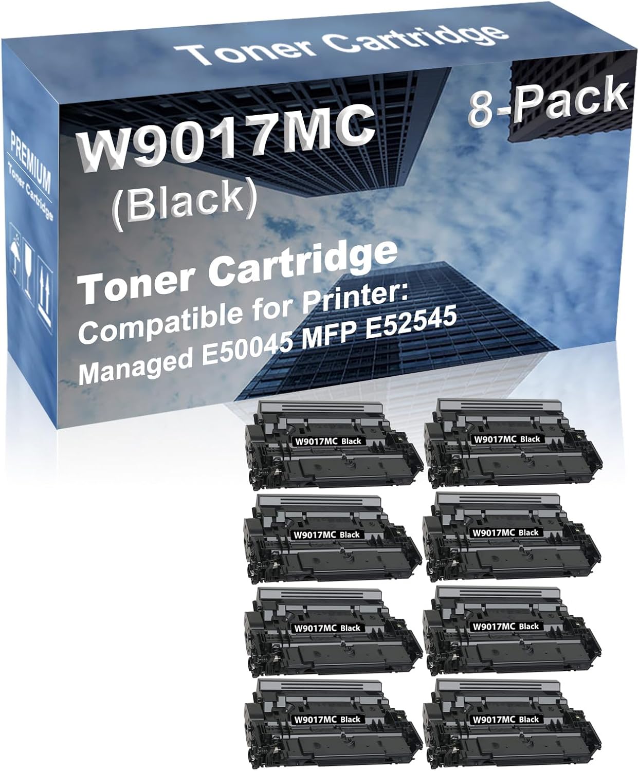 8-Pack Compatible High Yield Managed E50045 MFP E52545 Printer Cartridge Replacement for W9017MC Toner Cartridge (with Old Chip Black)