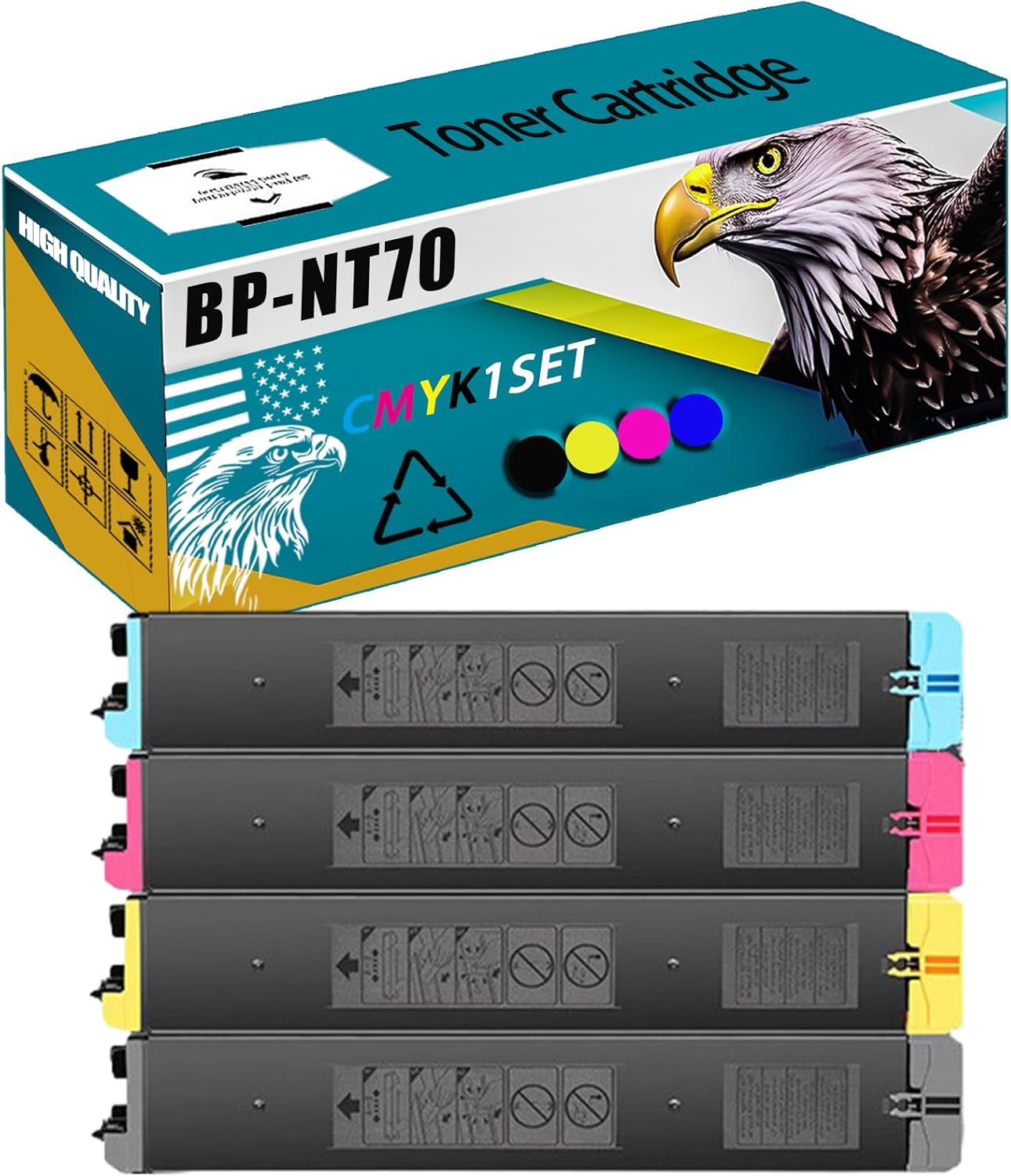 BP-NT70 Toner Cartridge Compatible for Sharp BP-50C26 BP-50C31 BP-50C36 BP-50C45 BP-50C55 BP-50C65 BP-70C31 BP-70C36 BP-70C45 BP-70C55 BP-70C65 Printers, High Production Replacement (Multicolor)