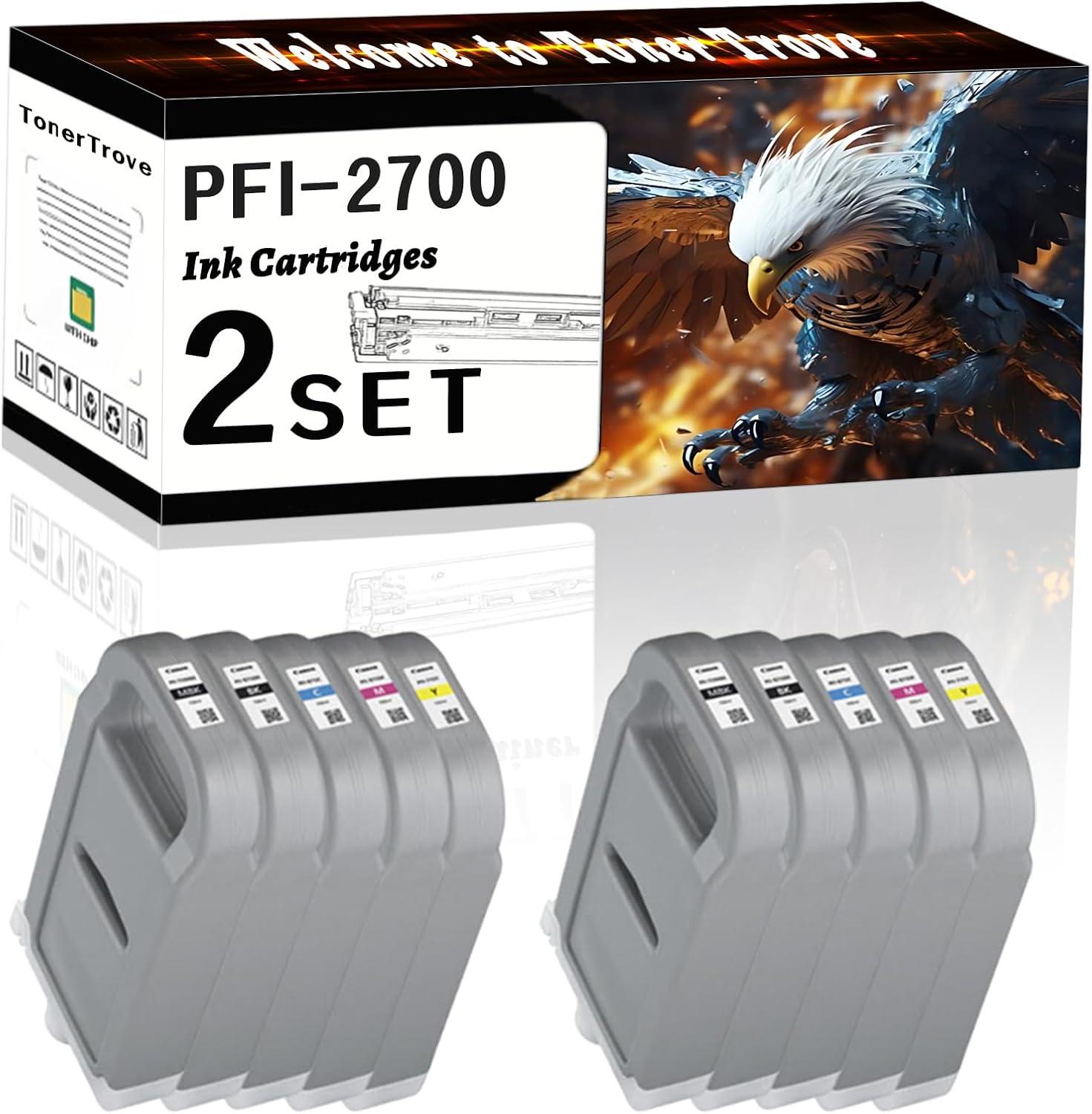 LECUU PFI-2700 Ink Cartridges Compatible for Canon imagePROGRAF GP-2000 GP-4000 GP-4600S GP-6600S Printers, Office Printing is Easy Clear Smooth (2 Set)