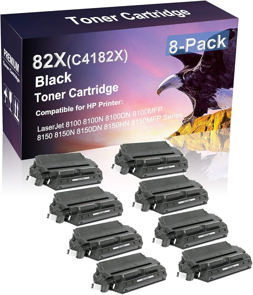 Compatible 8 Pack High Yield Black 82X | C4182X Laser Printer Toner Cartridge use for HP 8100 8100N 8100DN Printer