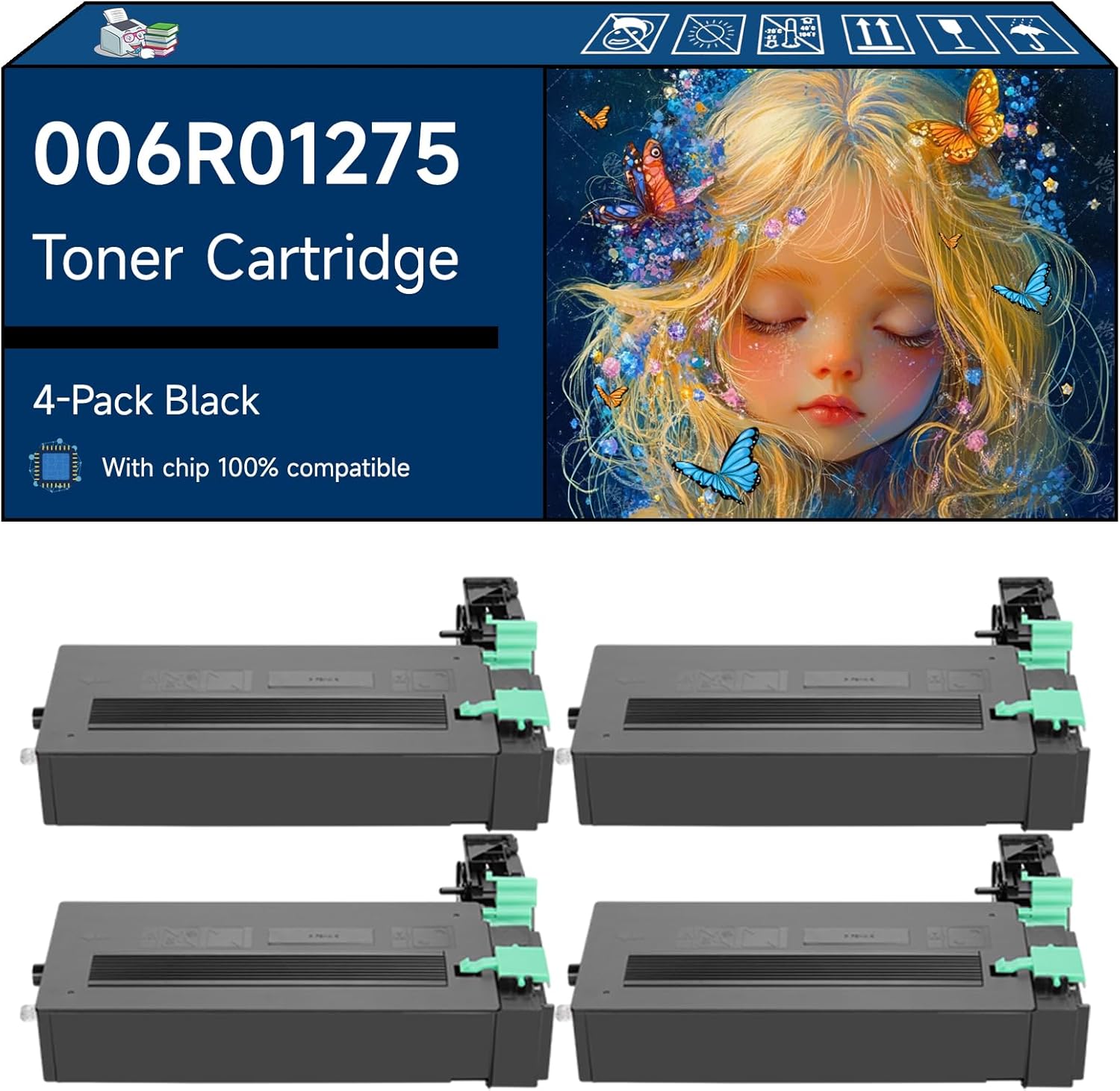 Compatible with Xerox 006R01275 Toner Cartridge Work for Xerox WorkCentre 4150 4150C 4150S 4150X 4150XF Printers, High Yield 30000 Pages, with Chip, High-Definition Printing (4 Pack Black)