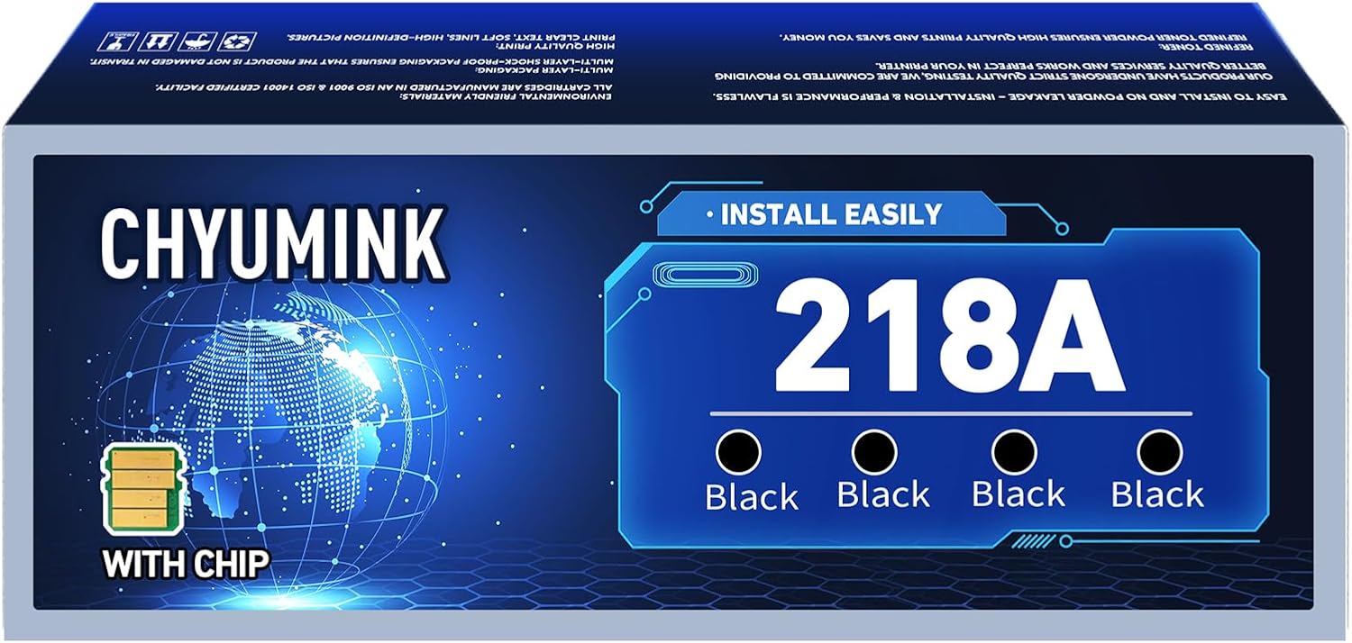with Chip 218A W2180A 4 Pack Replacement for HP 218A Toner Cartridges, for HP 218X W2180X Works for HP Color Laserjet Pro MFP 3301fdw 3201dw 3301sdw 3301cdw Printer